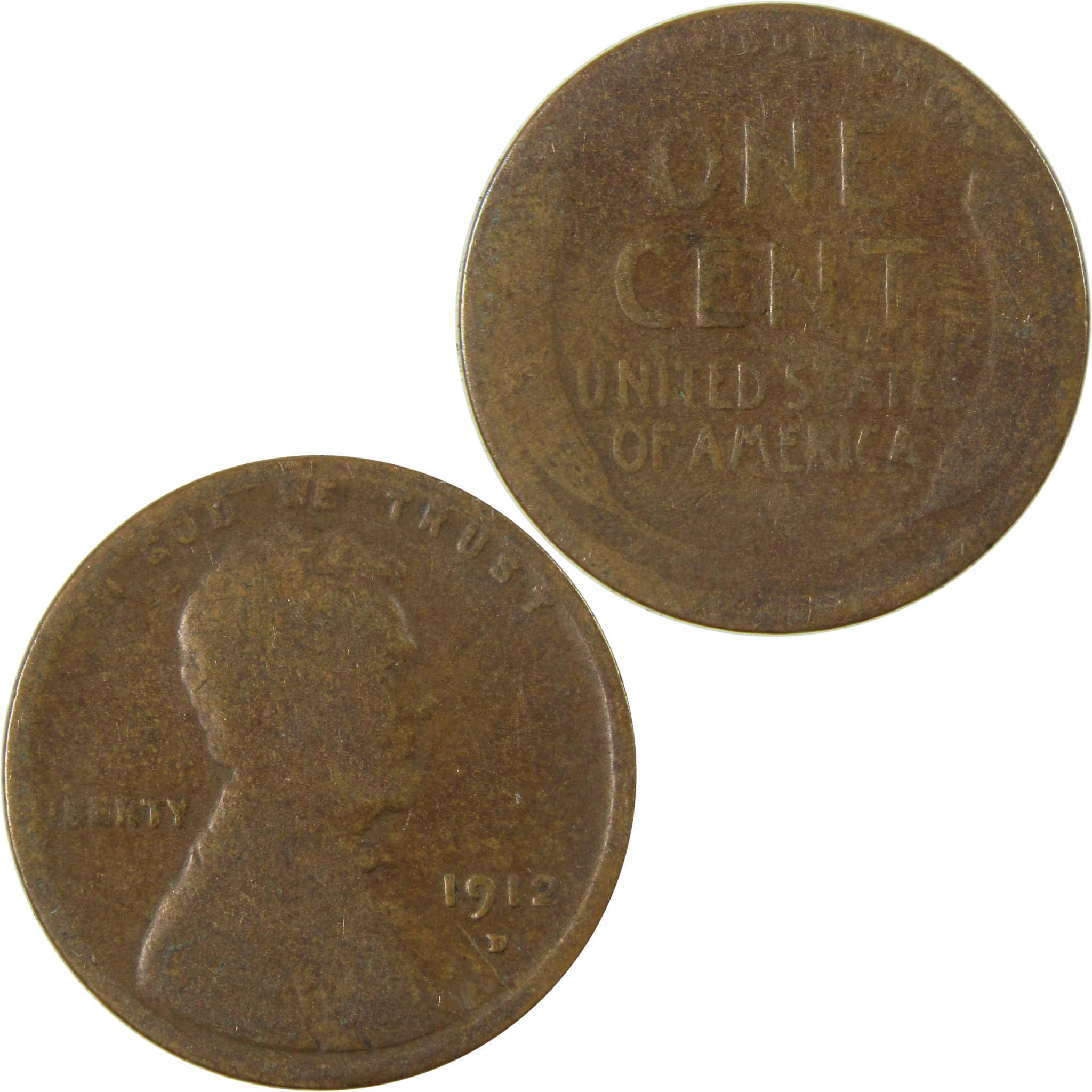 1912 D Lincoln Wheat Cent G Good Penny 1c Coin Collectible SKU:I27166