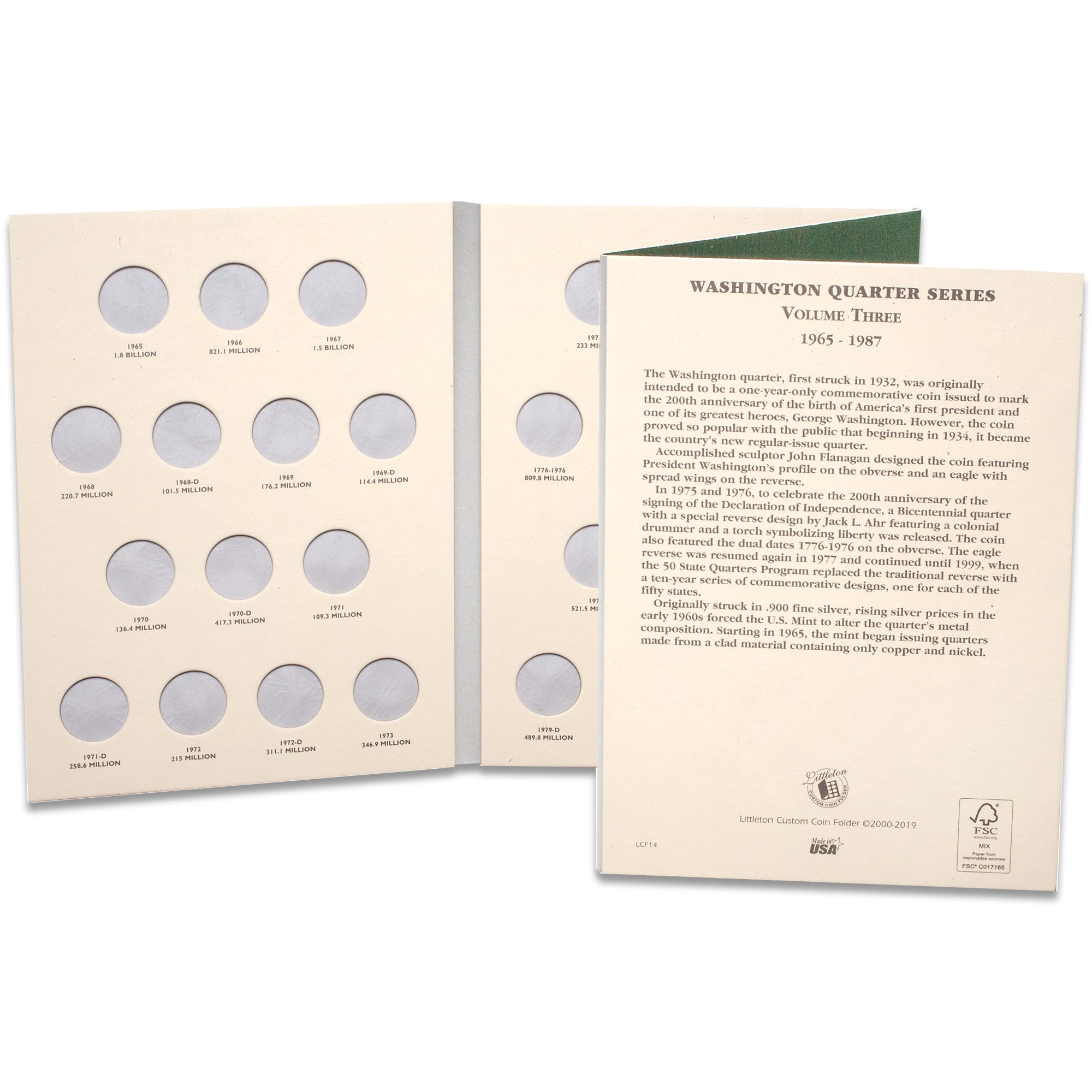 1965-1987 Washington Quarter Folder Volume 3 Littleton Coin Company
