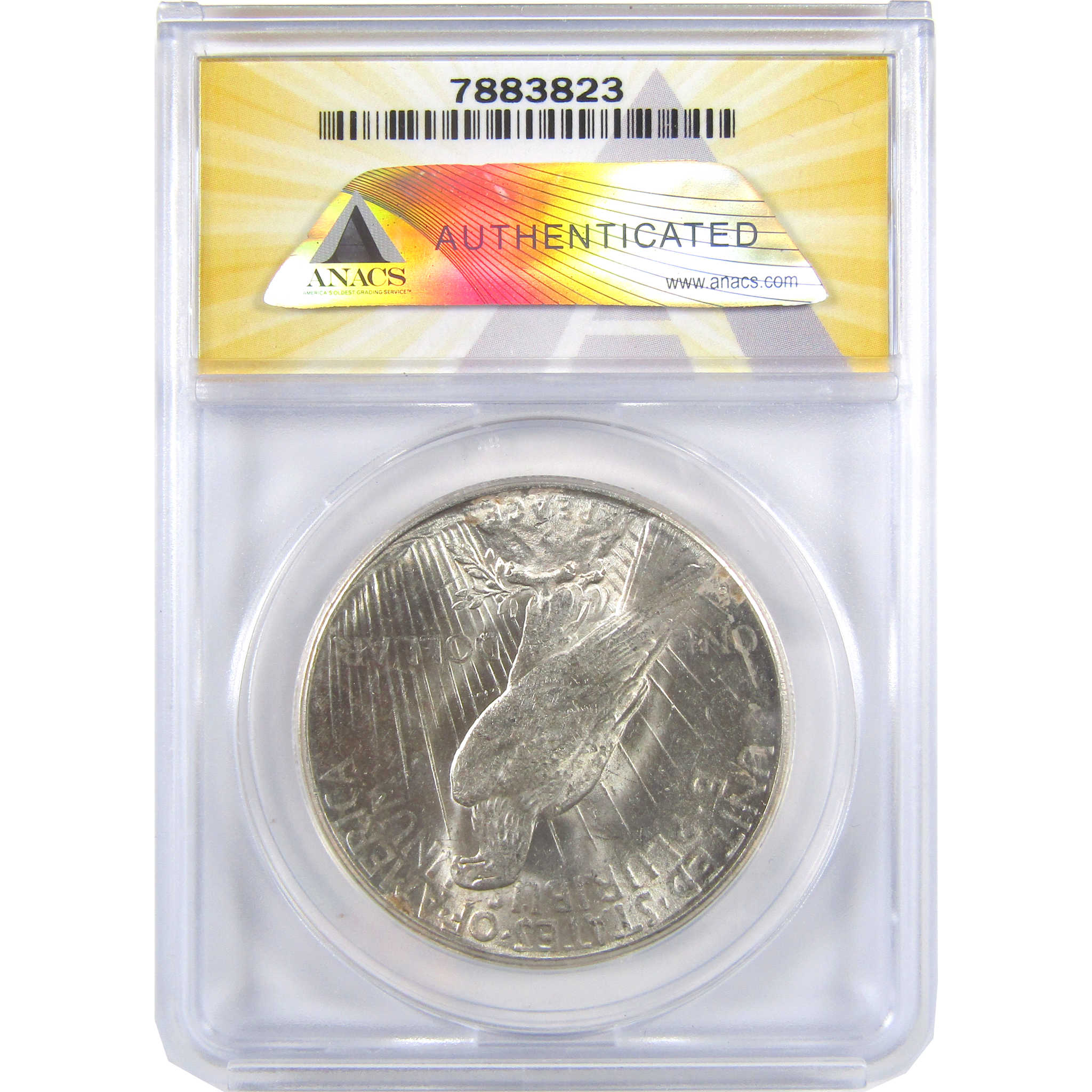 1922 S Peace Dollar MS 62 ANACS Silver Uncirculated $1 Coin SKU:I18627