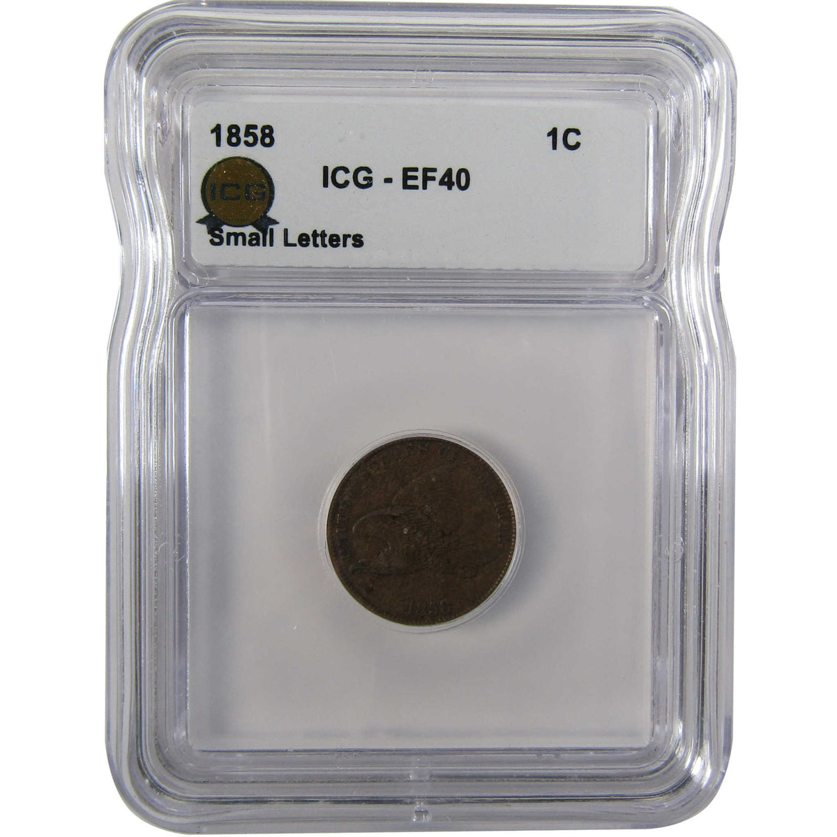 1858 Small Letters Flying Eagle Cent EF 40 ICG 1c Coin SKU:I29113