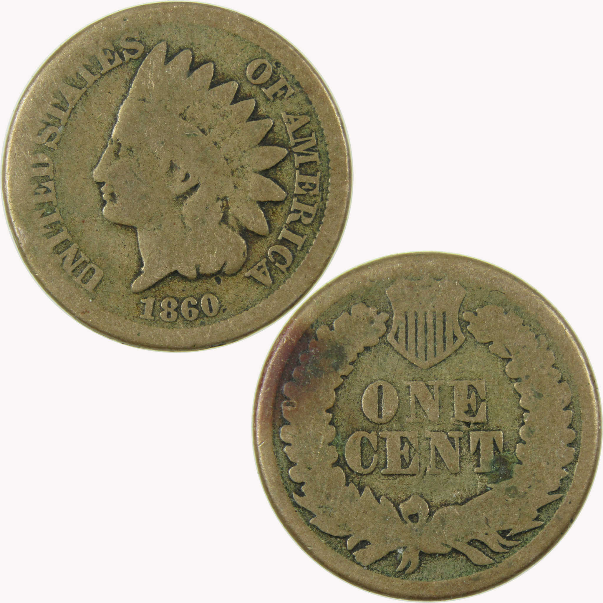 1860 Indian Head Cent AG About Good Penny 1c Coin SKU:CP1063