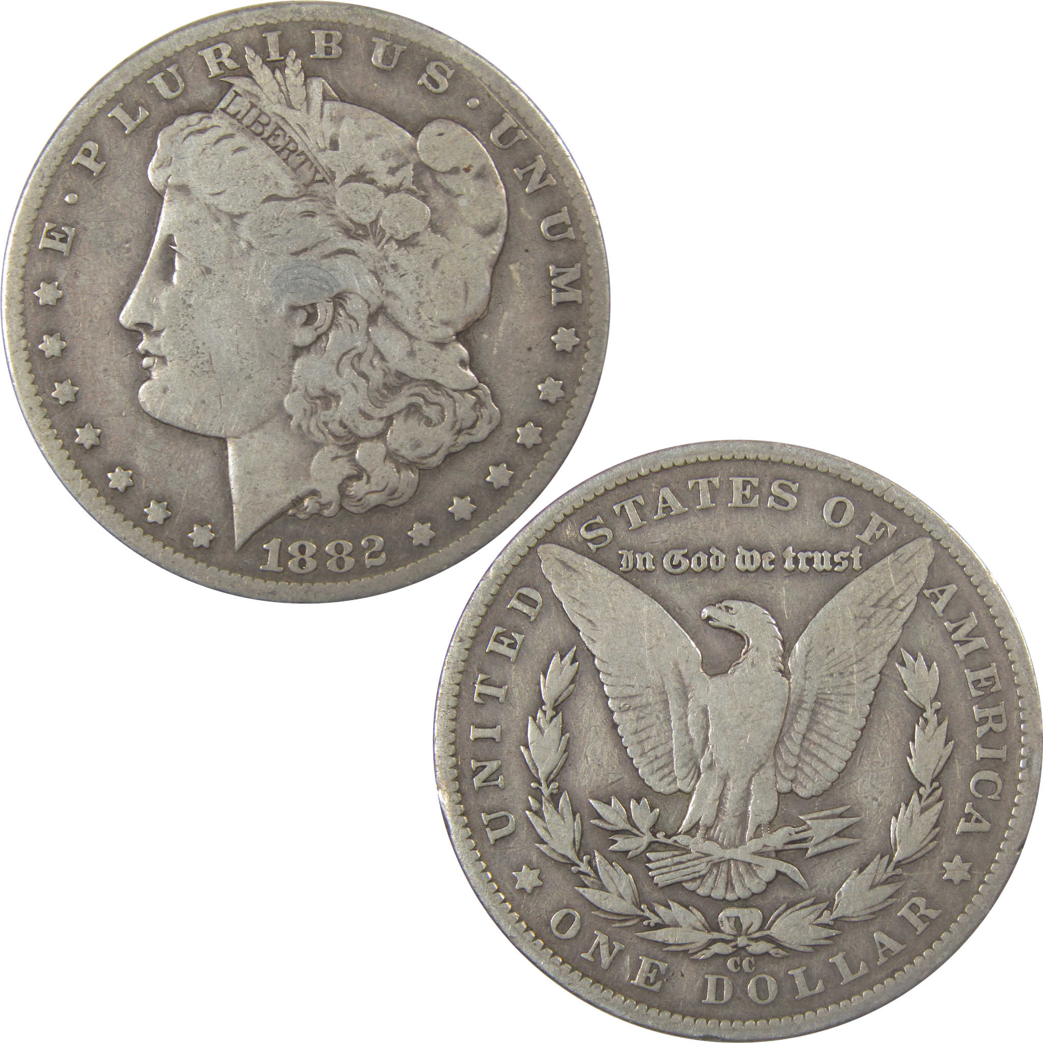 1882 CC Morgan Silver Dollar VG Very Good $1 Coin SKU:I24813 - Morgan coin - Morgan silver dollar - Morgan silver dollar for sale - Profile Coins & Collectibles