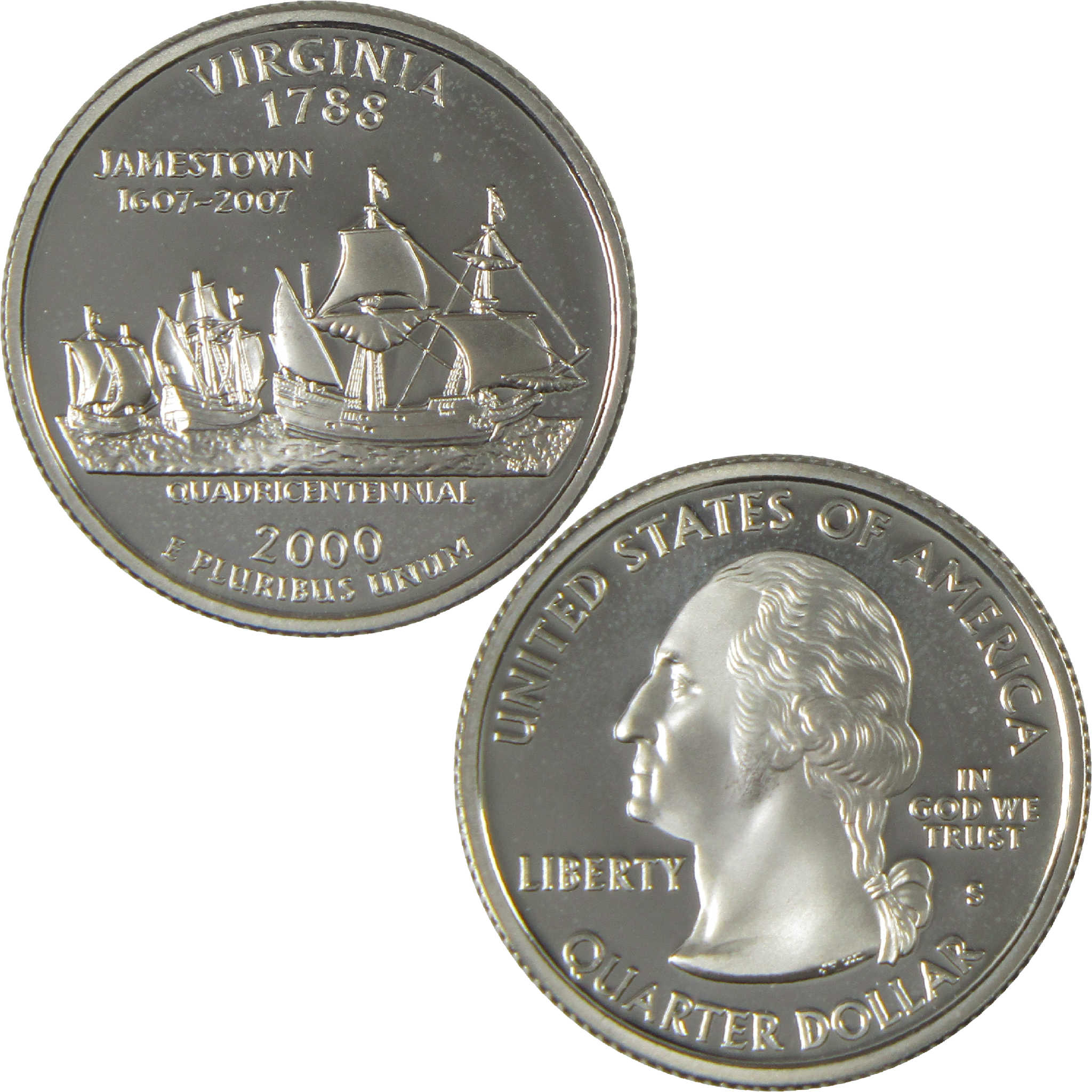 2000 S Virginia State Quarter Choice Proof Silver 25c Coin