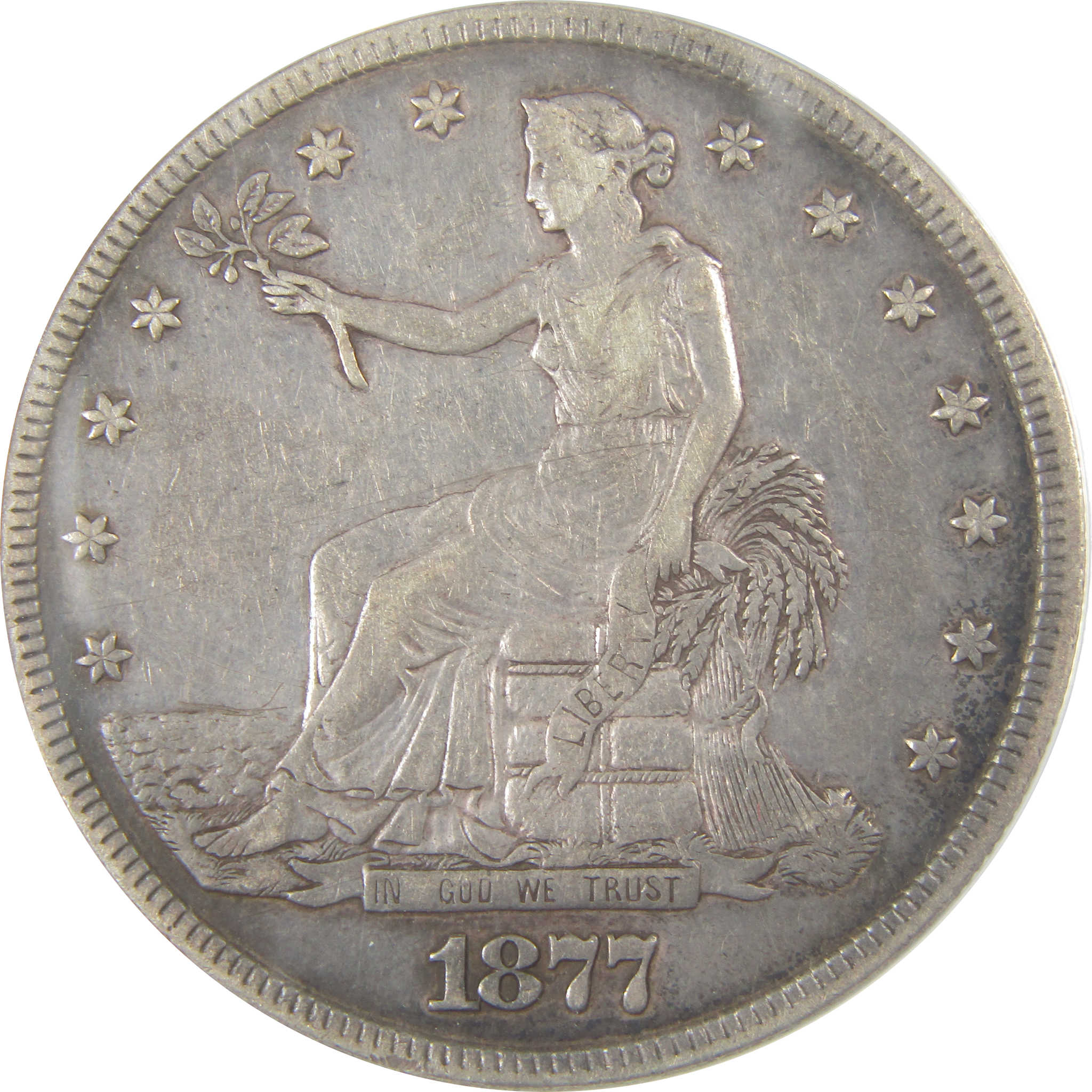 1877 Trade Dollar EF 40 Details ANACS Silver $1 Coin SKU:I19967