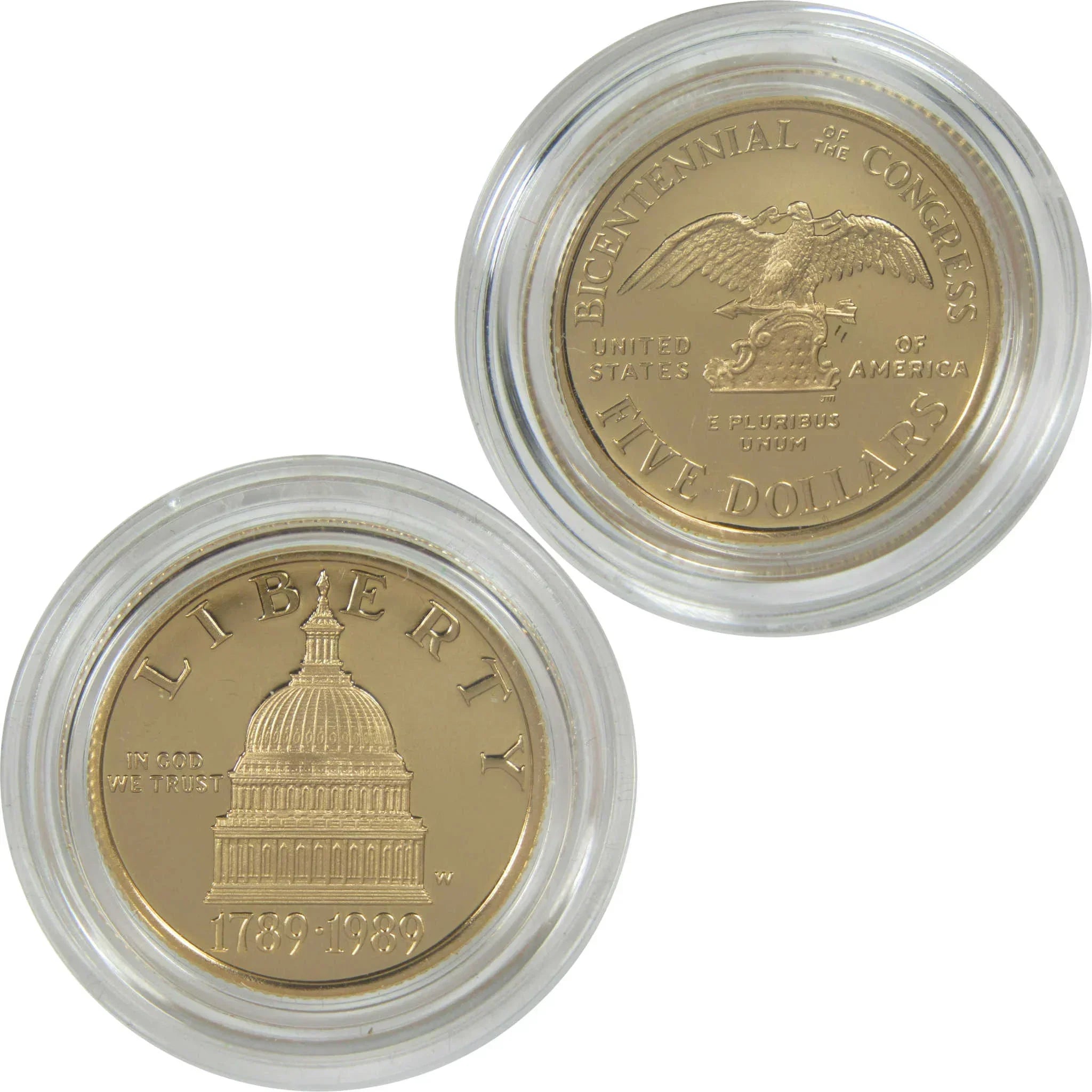 1989 W Congress Bicentennial Commemorative Gold Proof $5 Coin