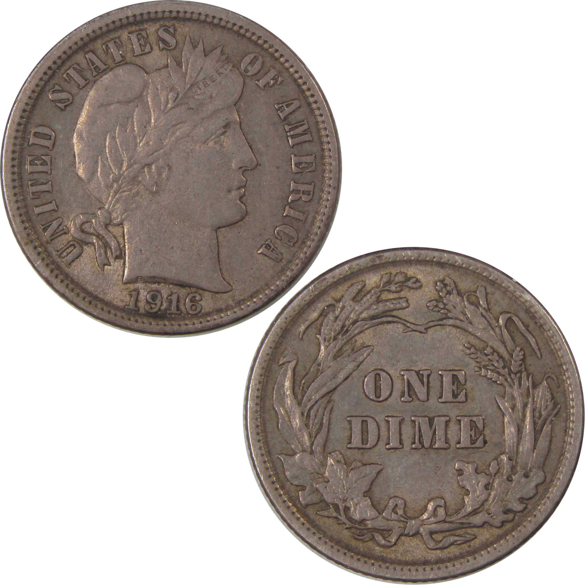 1916 Barber Dime AU About Uncirculated Silver 10c Coin SKU:I18070