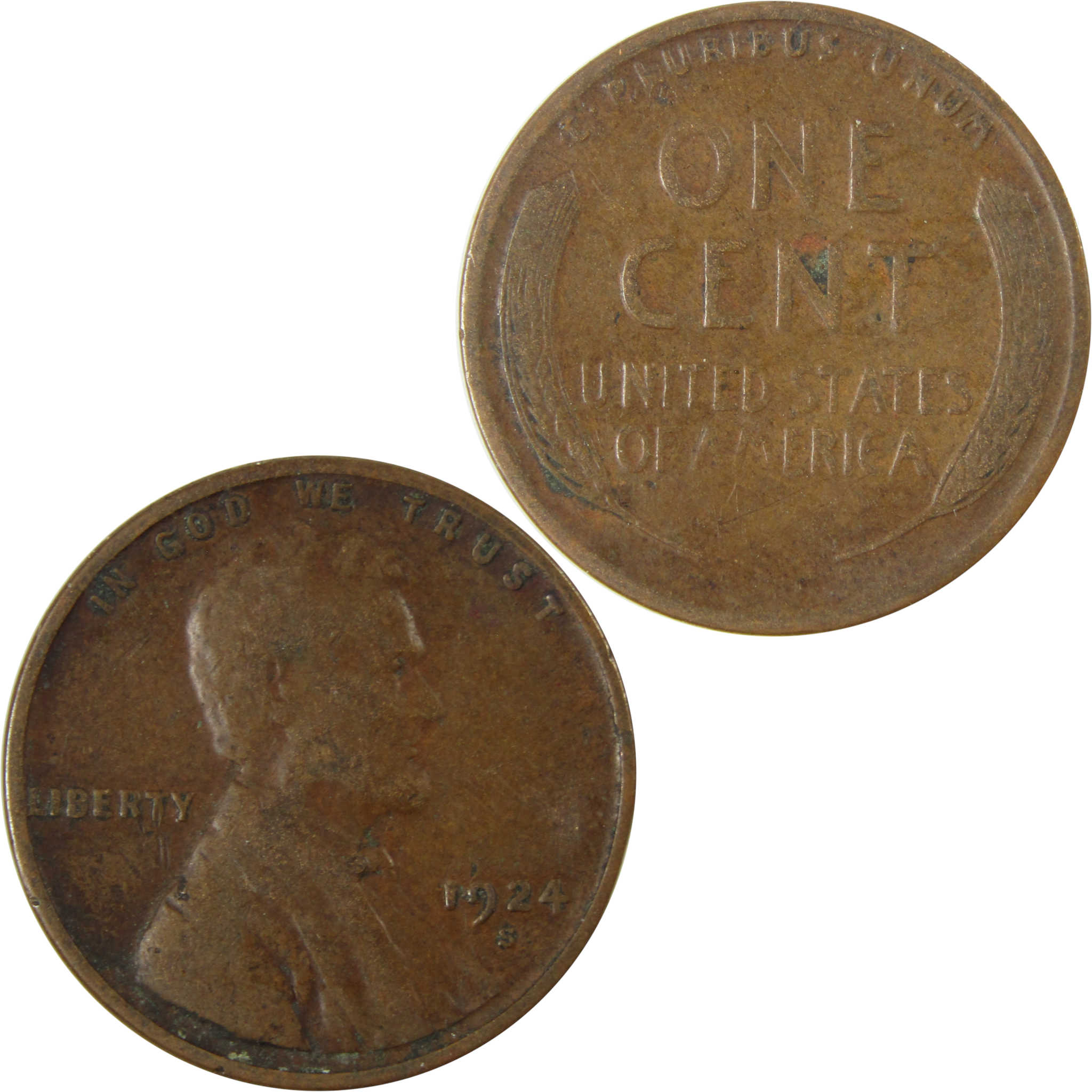 1924 S Lincoln Wheat Cent F Fine Penny 1c Coin SKU:I26468