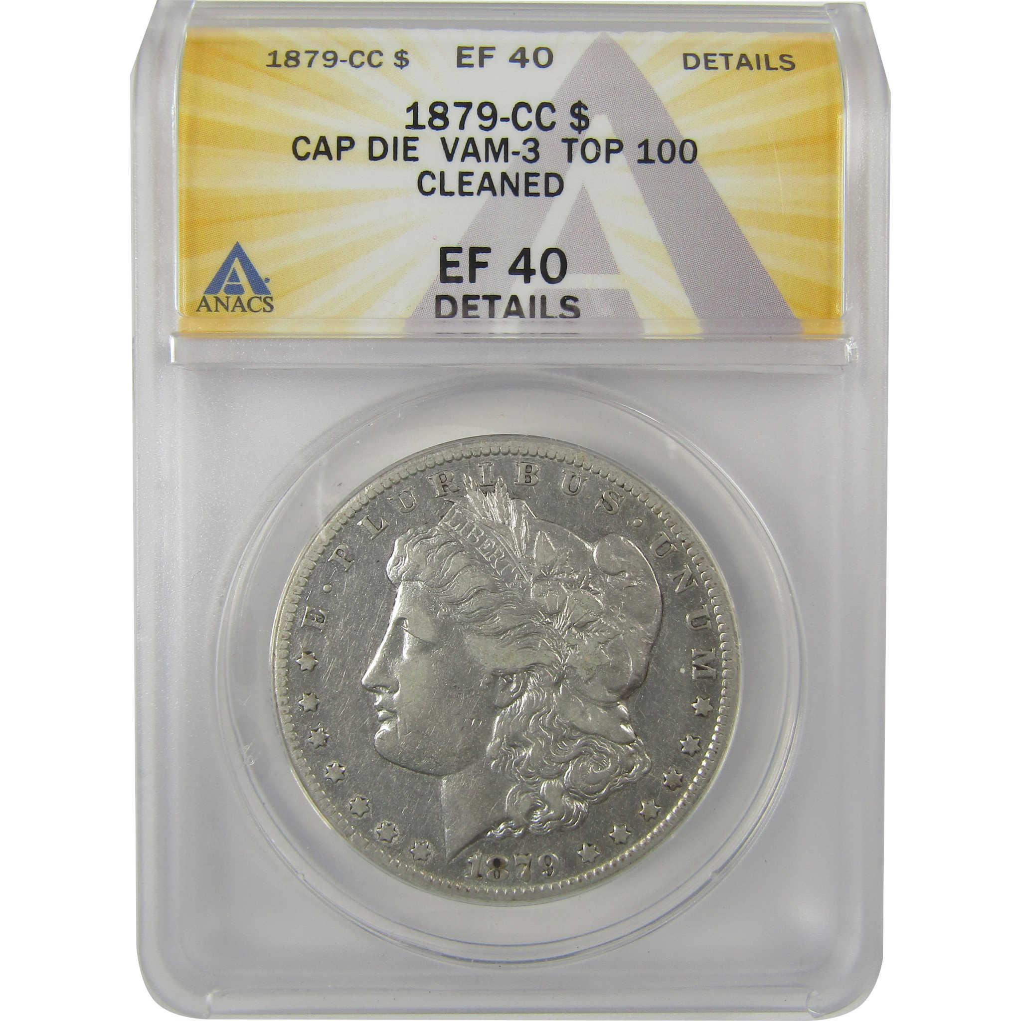 1879 CC VAM-3 Capped Die Morgan Dollar EF 40 Details ANACS SKU:I21190 - Morgan coin - Morgan silver dollar - Morgan silver dollar for sale - Profile Coins & Collectibles