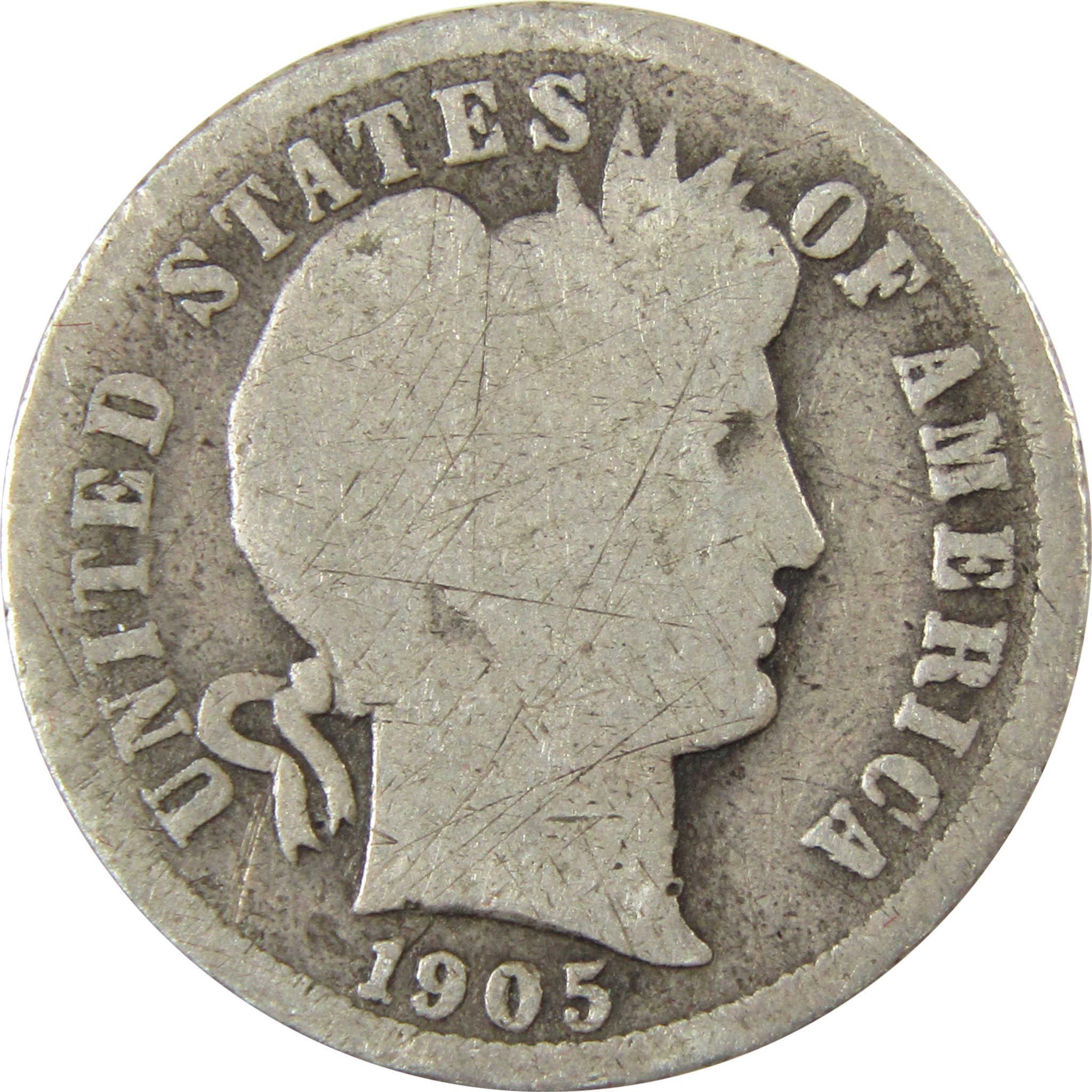 1905 O Micro O Barber Silver Dime G Good Details 10c Coin SKU:I26616