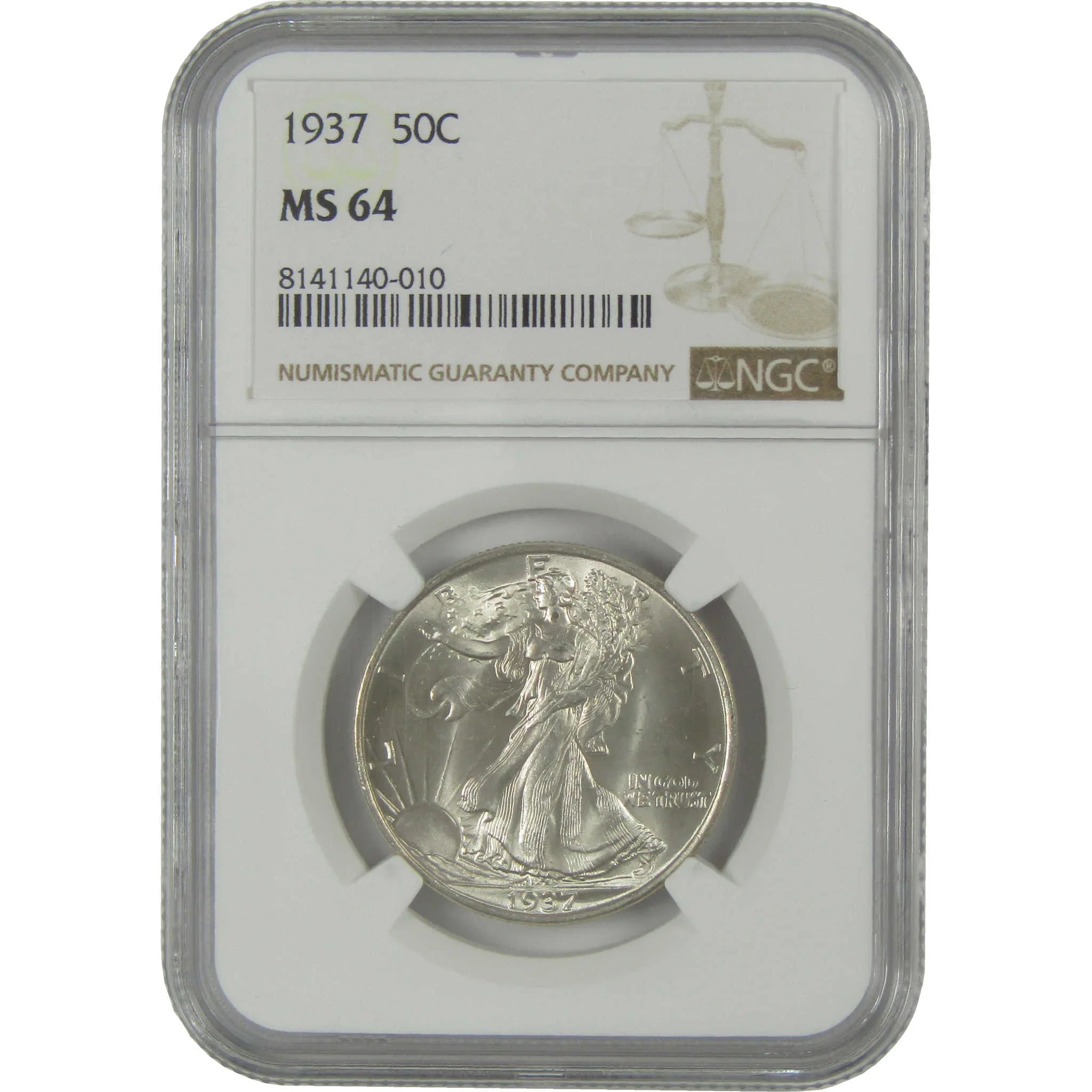 1937 Liberty Walking Silver Half Dollar MS 64 NGC 50c Coin