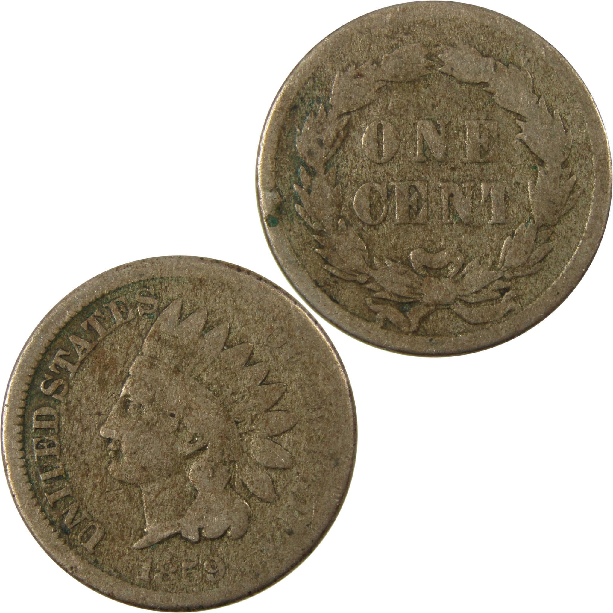 1859 Indian Head Cent AG About Good Penny 1c Coin SKU:CP1319