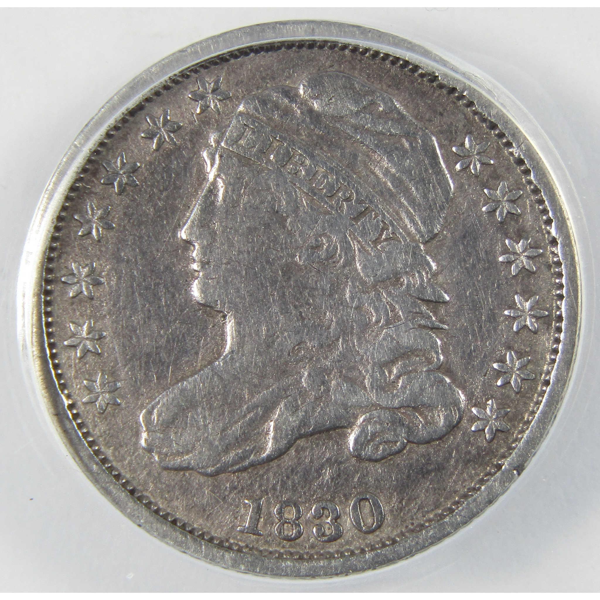 1830 Small 10C Capped Bust Silver Dime VF 30 Details ANACS SKU:I25504
