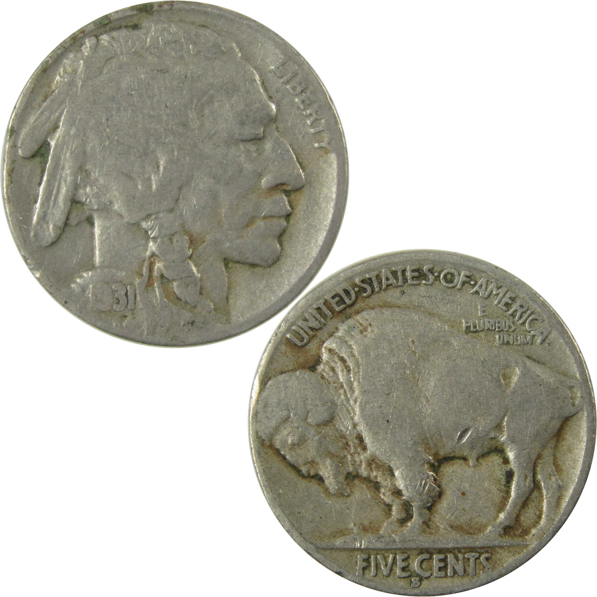 1931 S Indian Head Buffalo Nickel VG Very Good 5c Coin SKU:I28120