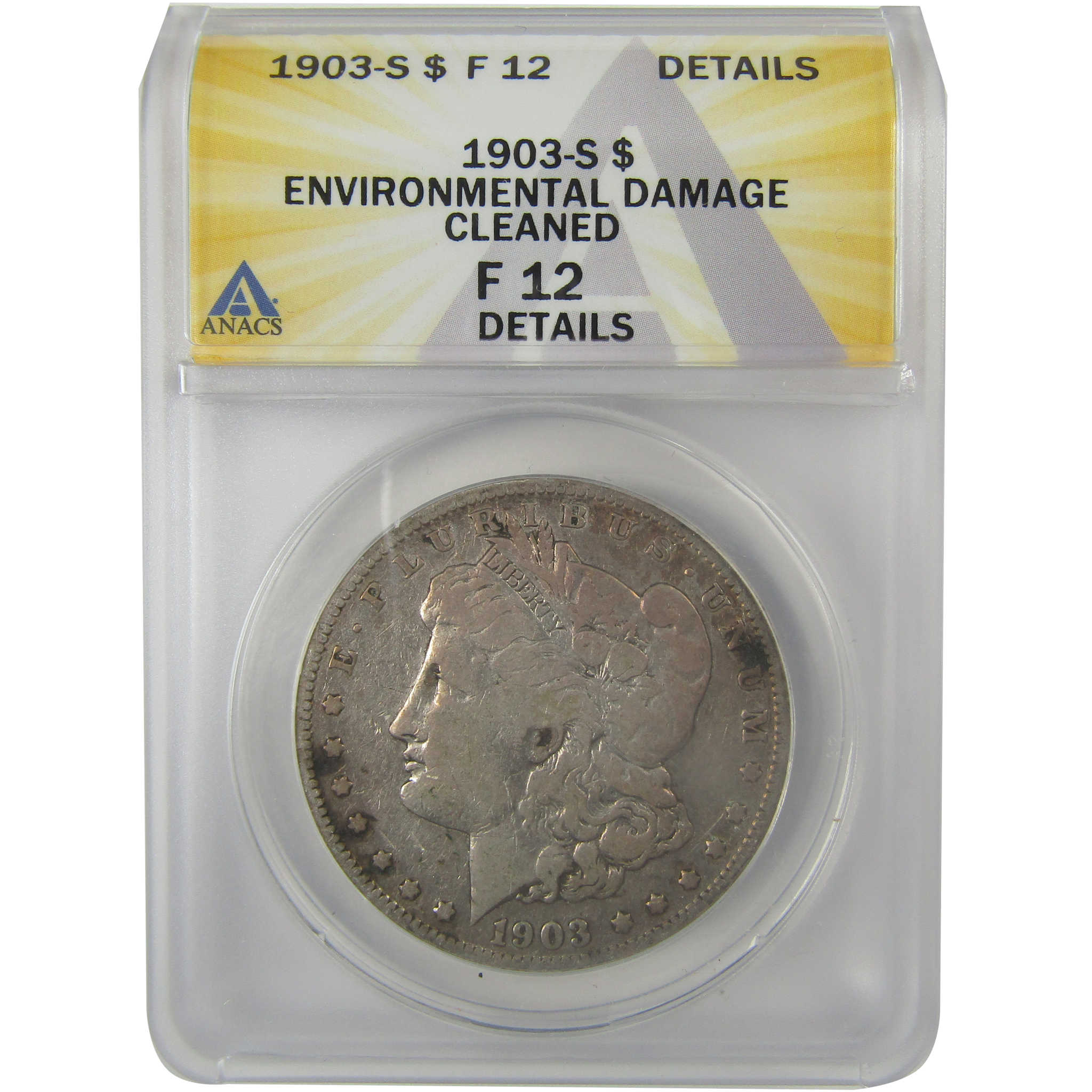 1903 S Morgan Dollar F 12 Details ANACS Silver $1 Coin SKU:I21700 - Morgan coin - Morgan silver dollar - Morgan silver dollar for sale - Profile Coins & Collectibles