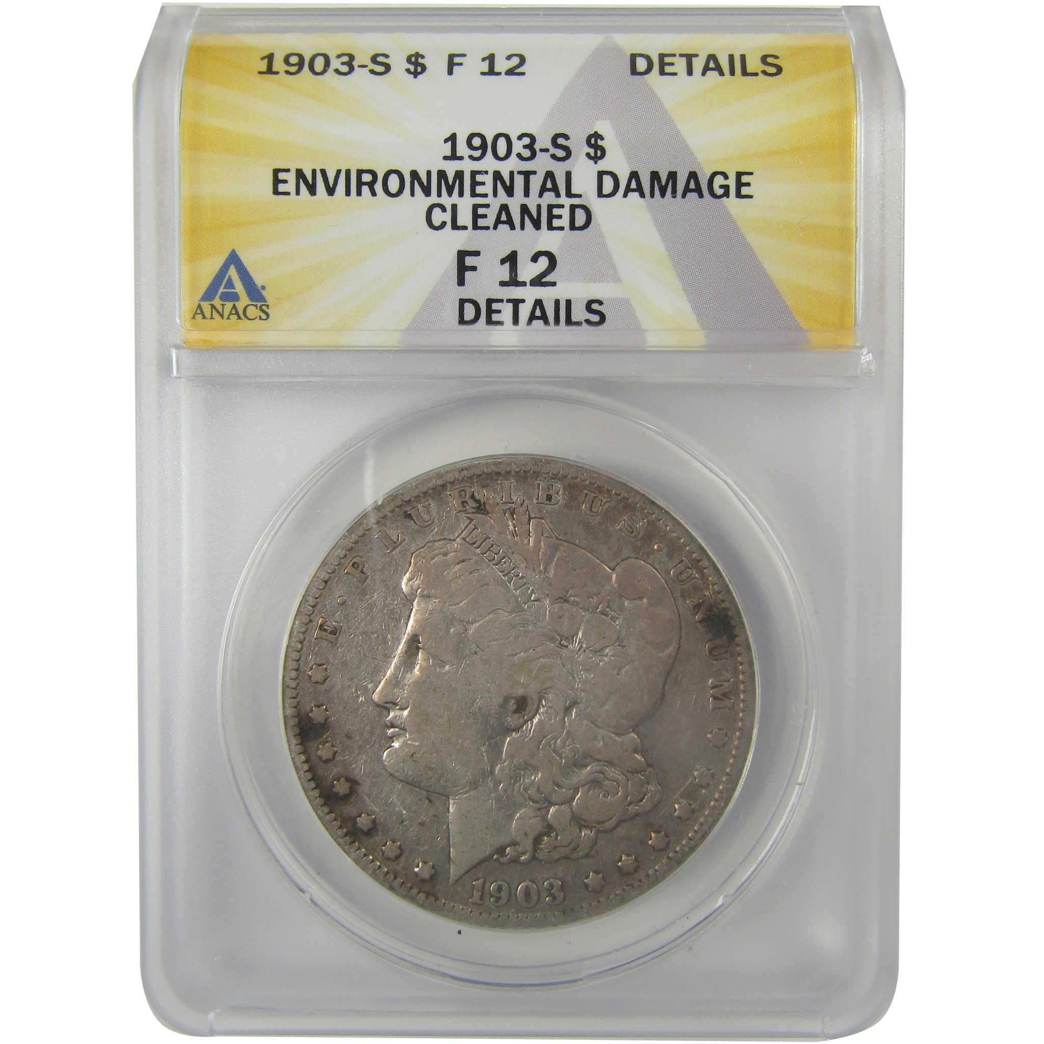 1903 S Morgan Dollar F 12 Details ANACS Silver $1 Coin SKU:I21700 - Morgan coin - Morgan silver dollar - Morgan silver dollar for sale - Profile Coins & Collectibles