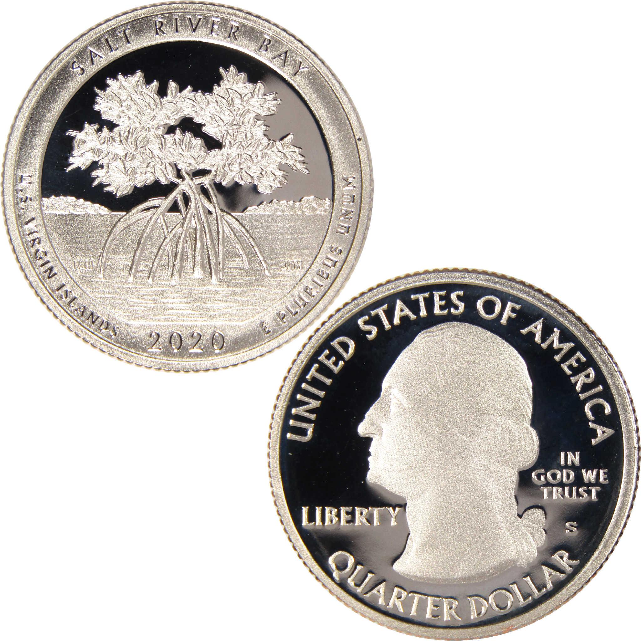 2020 Salt River Bay US quarter, George Washington profile, mangrove design, collectible coin