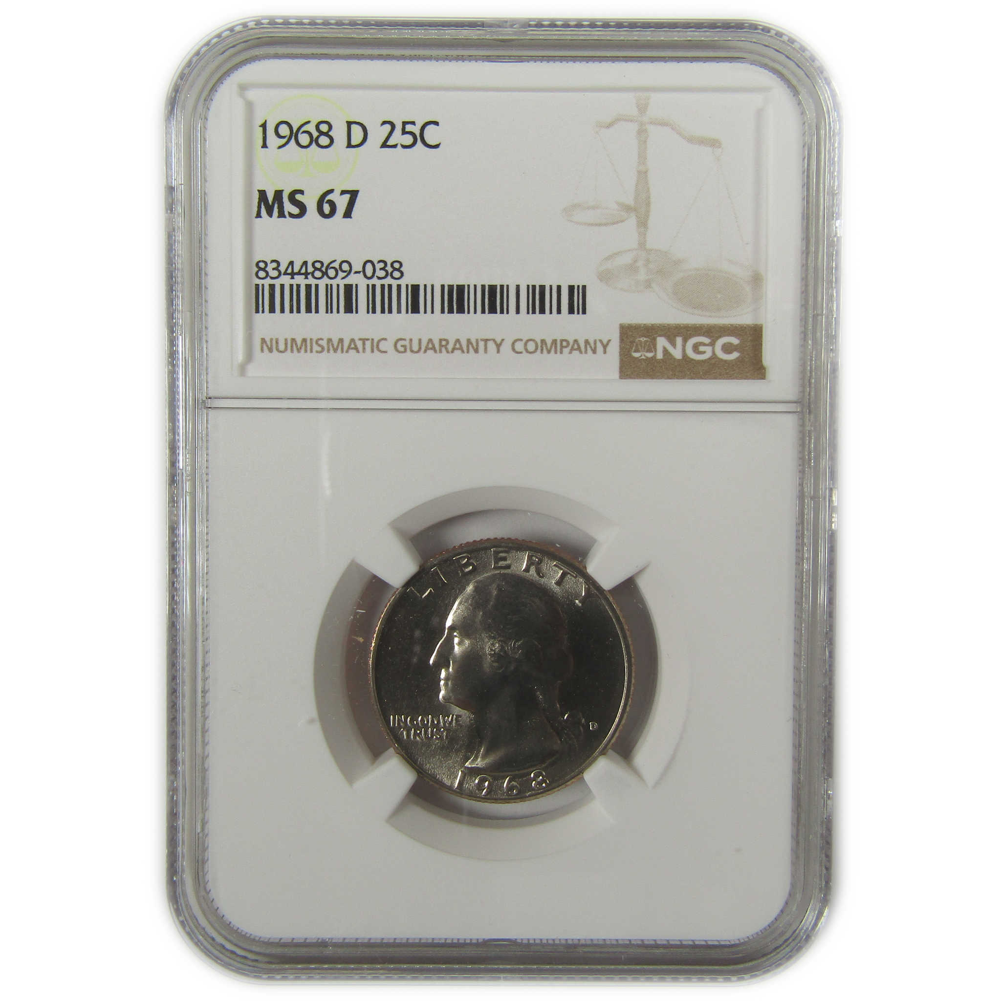 1968 D Washington Quarter MS 67 NGC Clad Uncirculated SKU:I20535