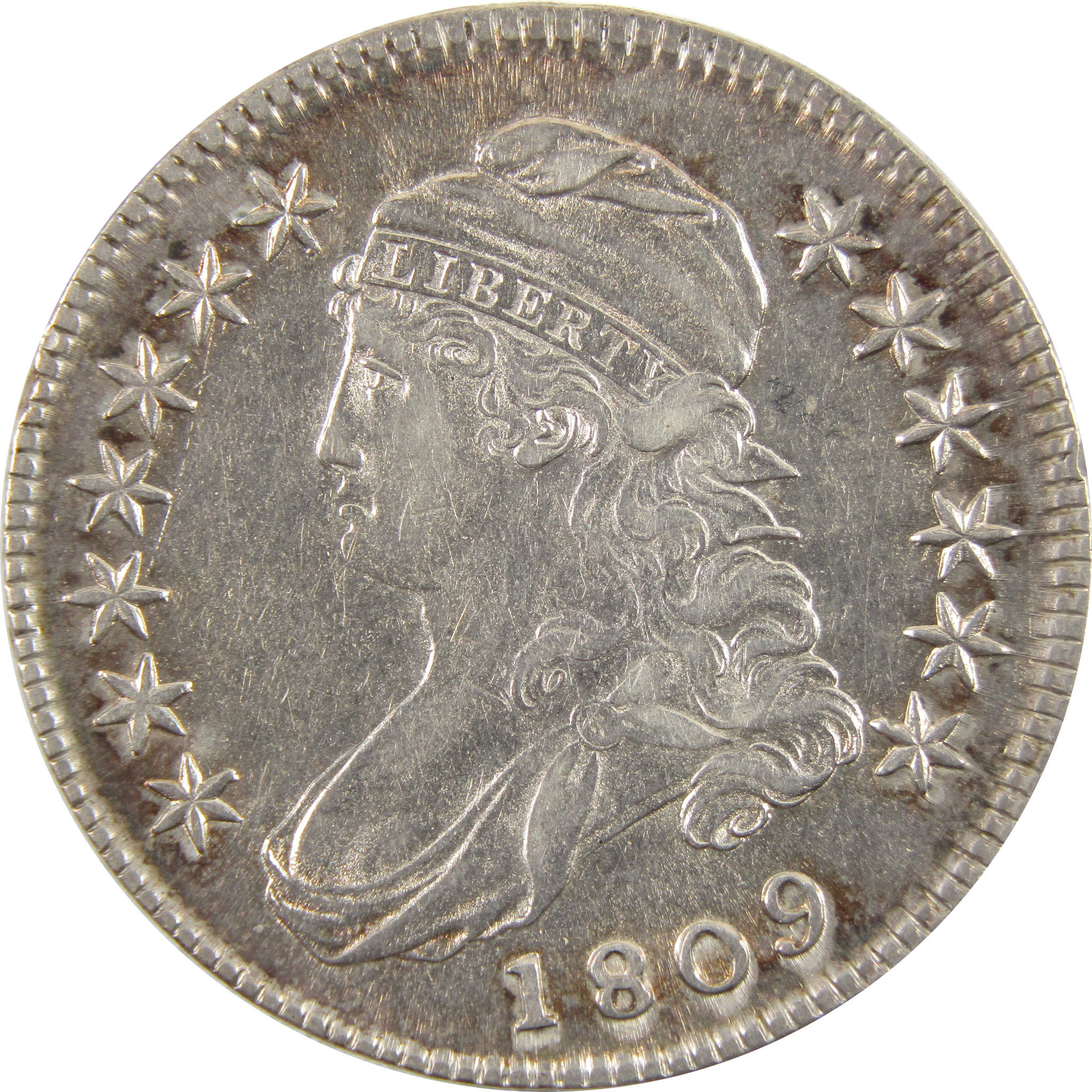 1809 Normal Edge Capped Bust 50c AU 89.24% Silver SKU:I11193