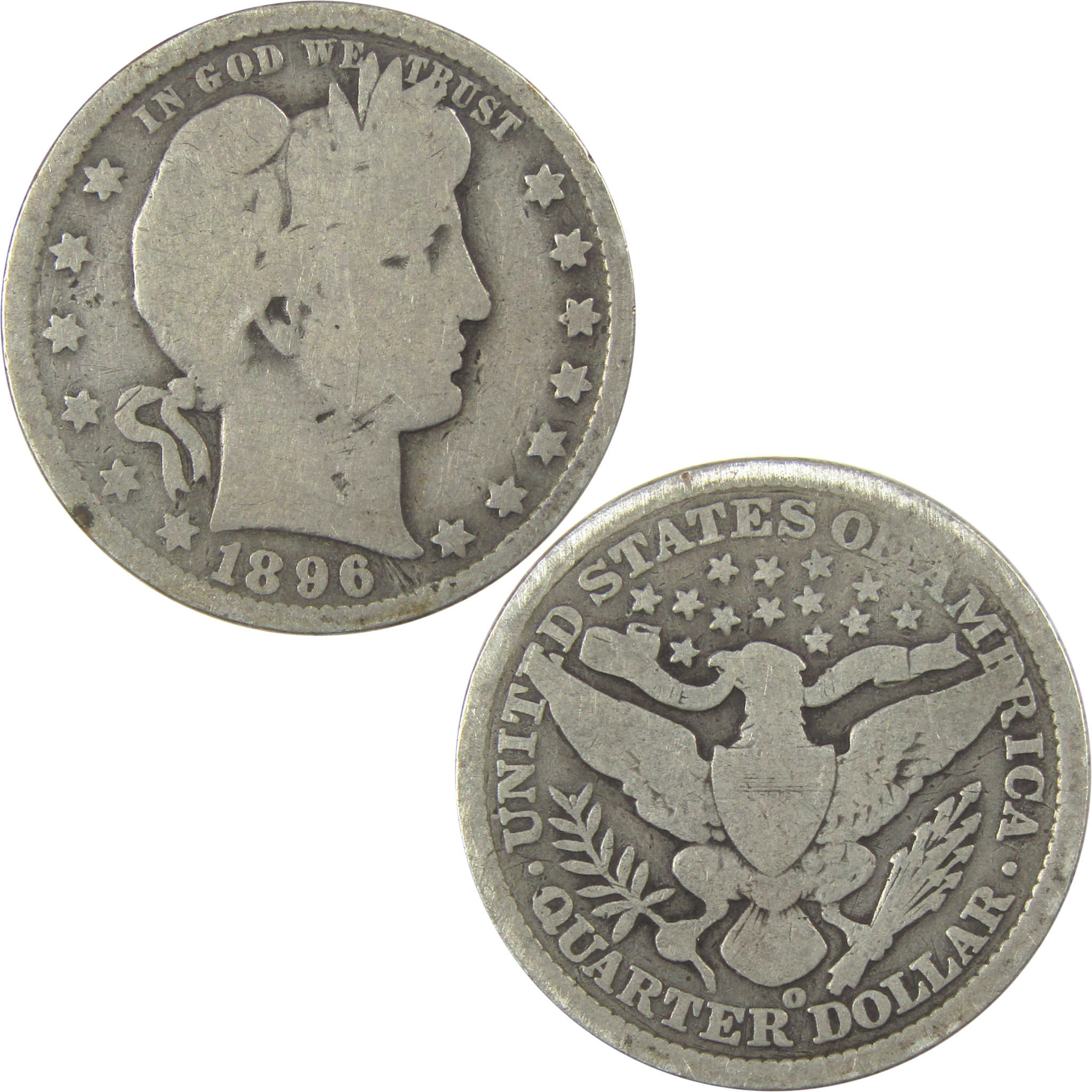 1896 O Barber Quarter G Good Silver 25c Coin SKU:I21860