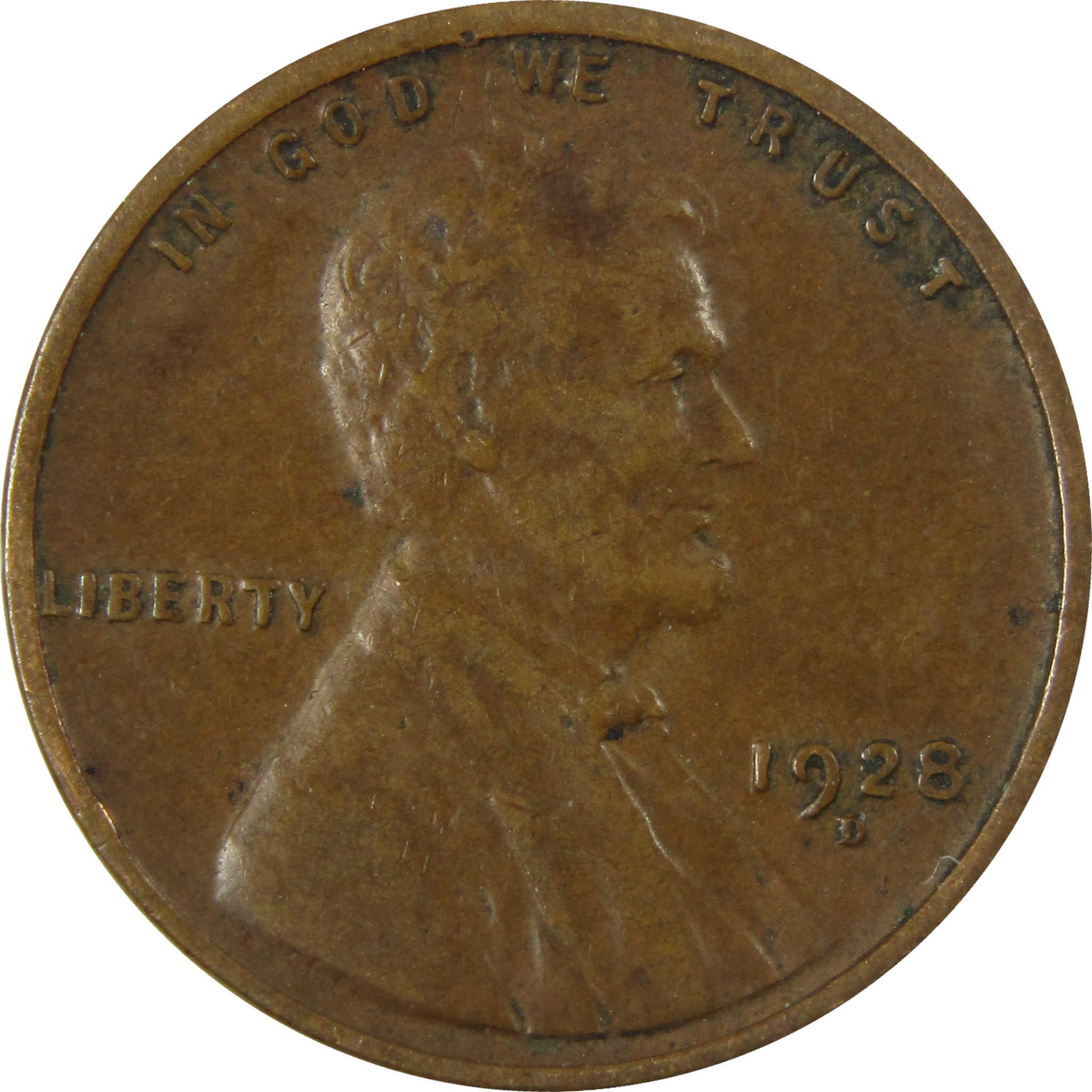 1928 D Lincoln Wheat Cent VF Very Fine Penny 1c Coin SKU:I27583