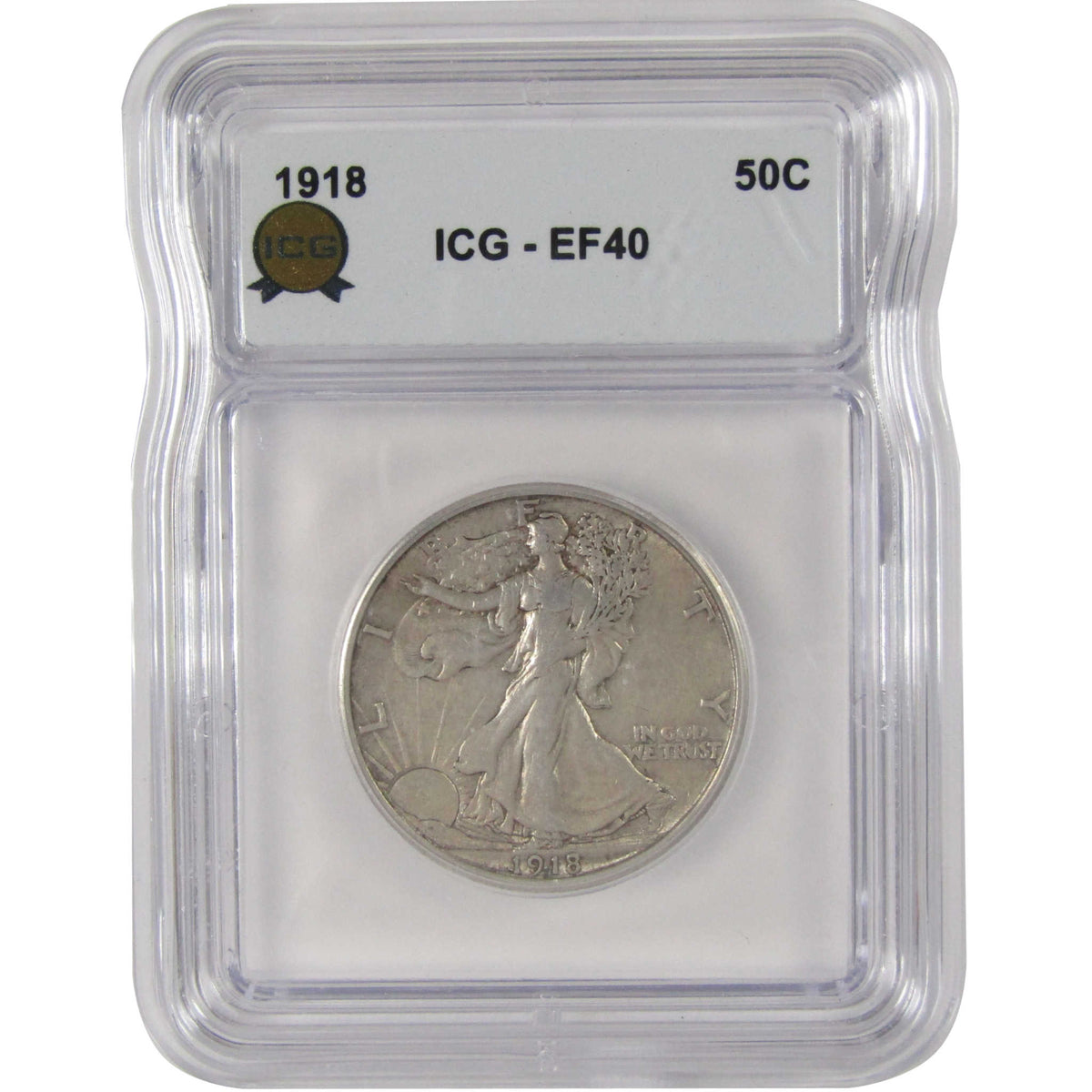 1918 Liberty Walking Silver Half Dollar EF 40 ICG 50c Coin SKU:I29162