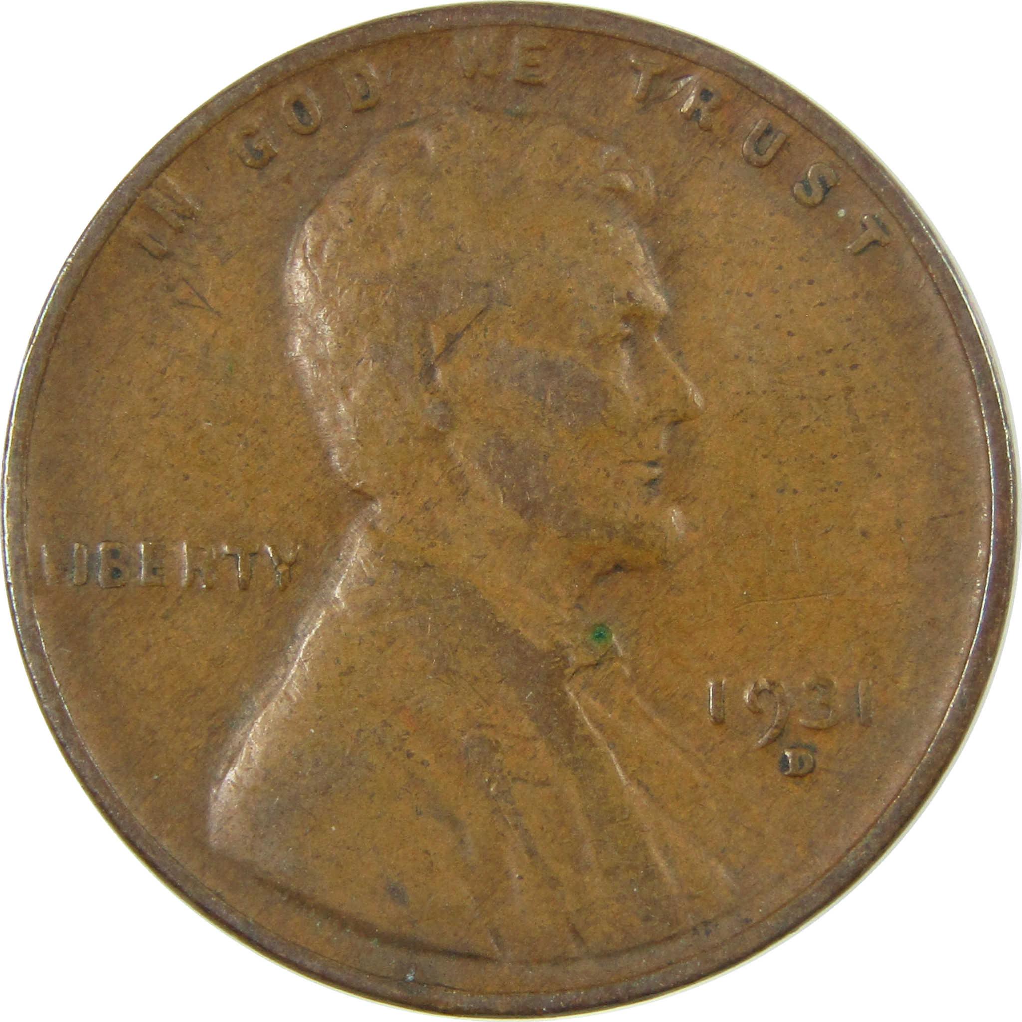 1931 D Lincoln Wheat Cent F Fine Penny 1c Coin Collectible SKU:I26805