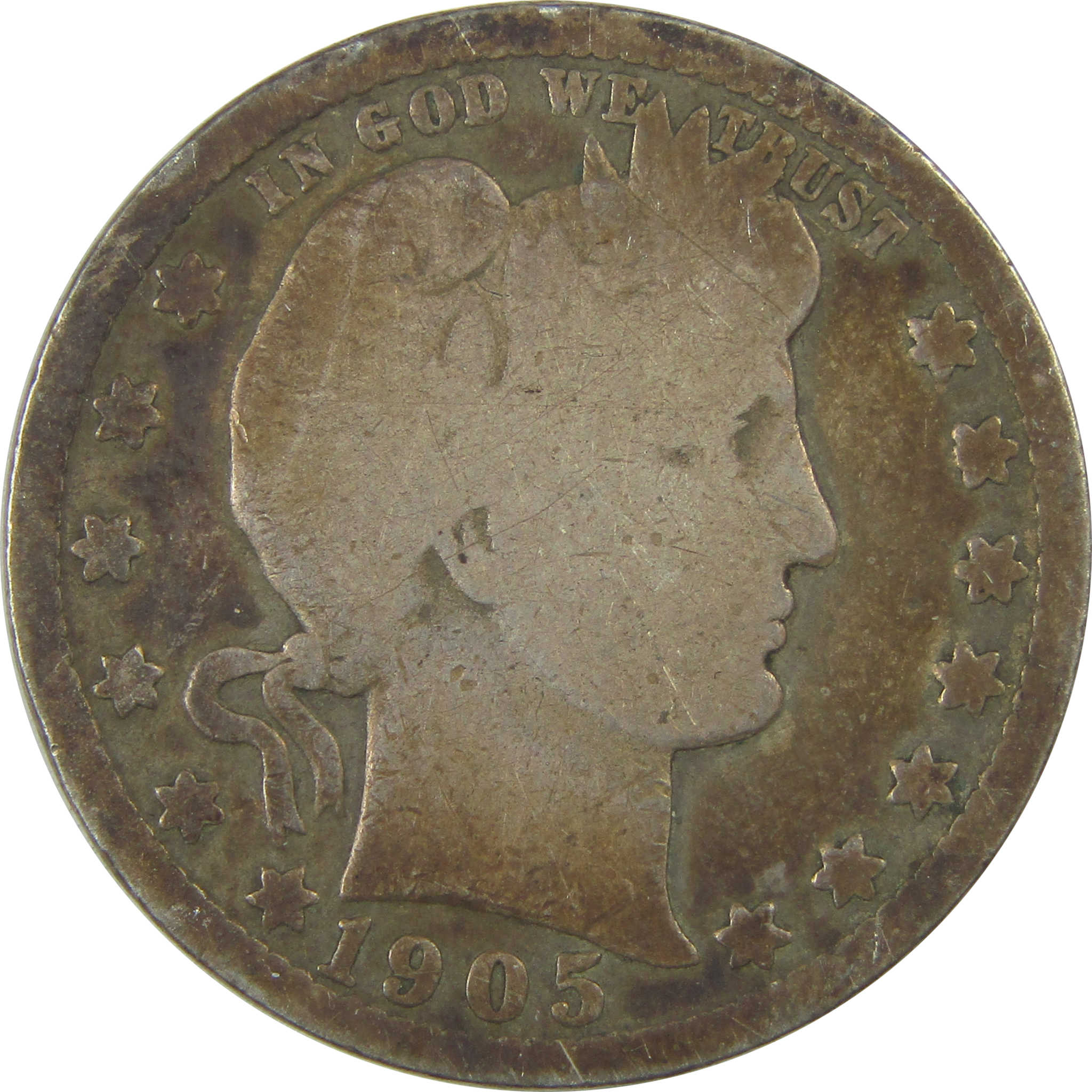 1905 Barber Quarter G Good Details Silver 25c Coin SKU:I21803