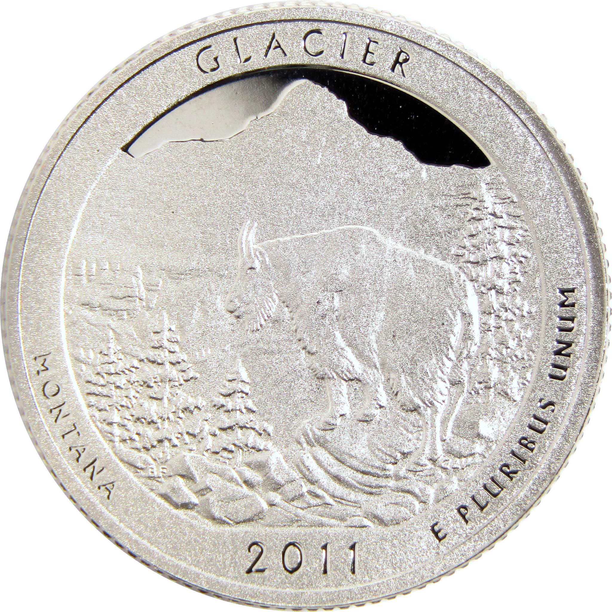 2011 Glacier National Park Montana quarter featuring mountain goat and forest design
