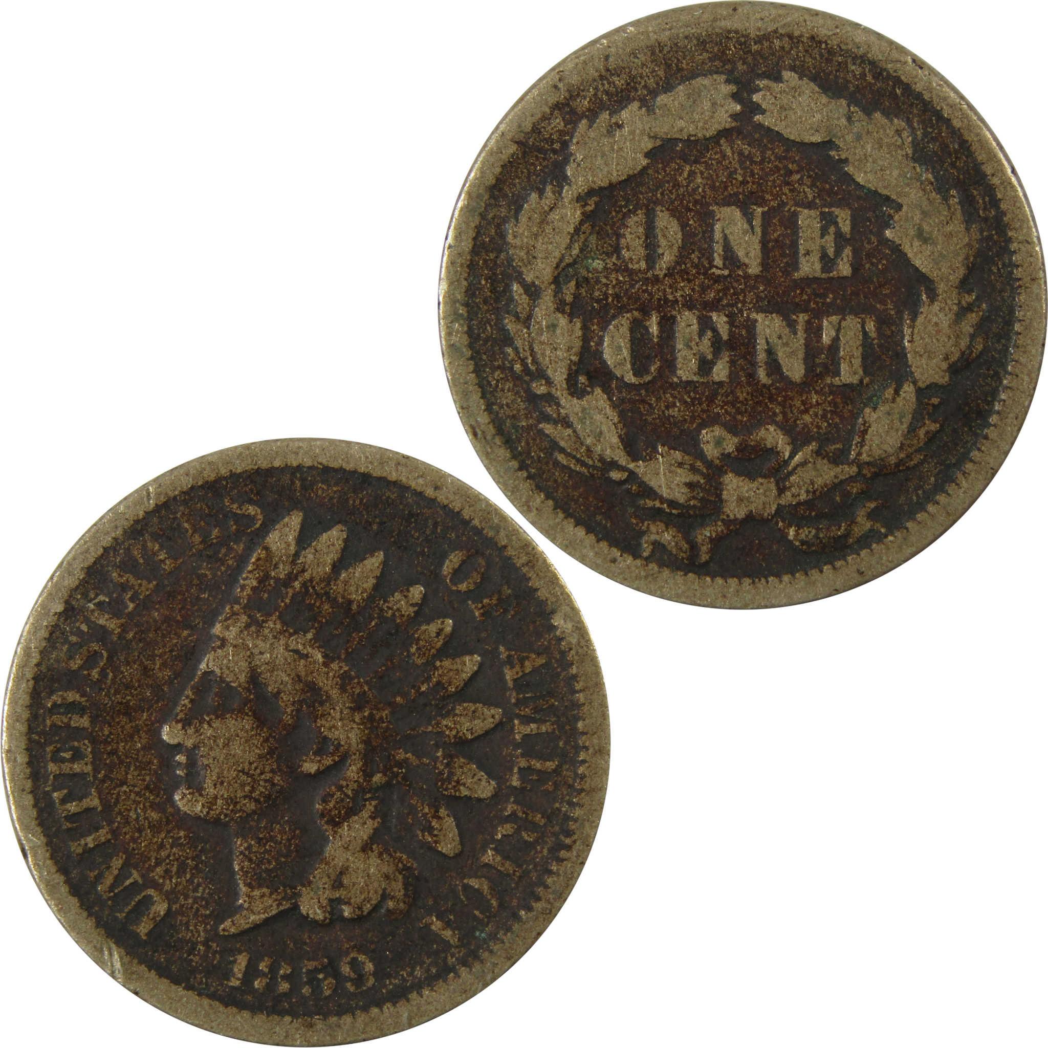 1859 Indian Head Cent AG About Good Penny 1c Coin SKU:CP1314