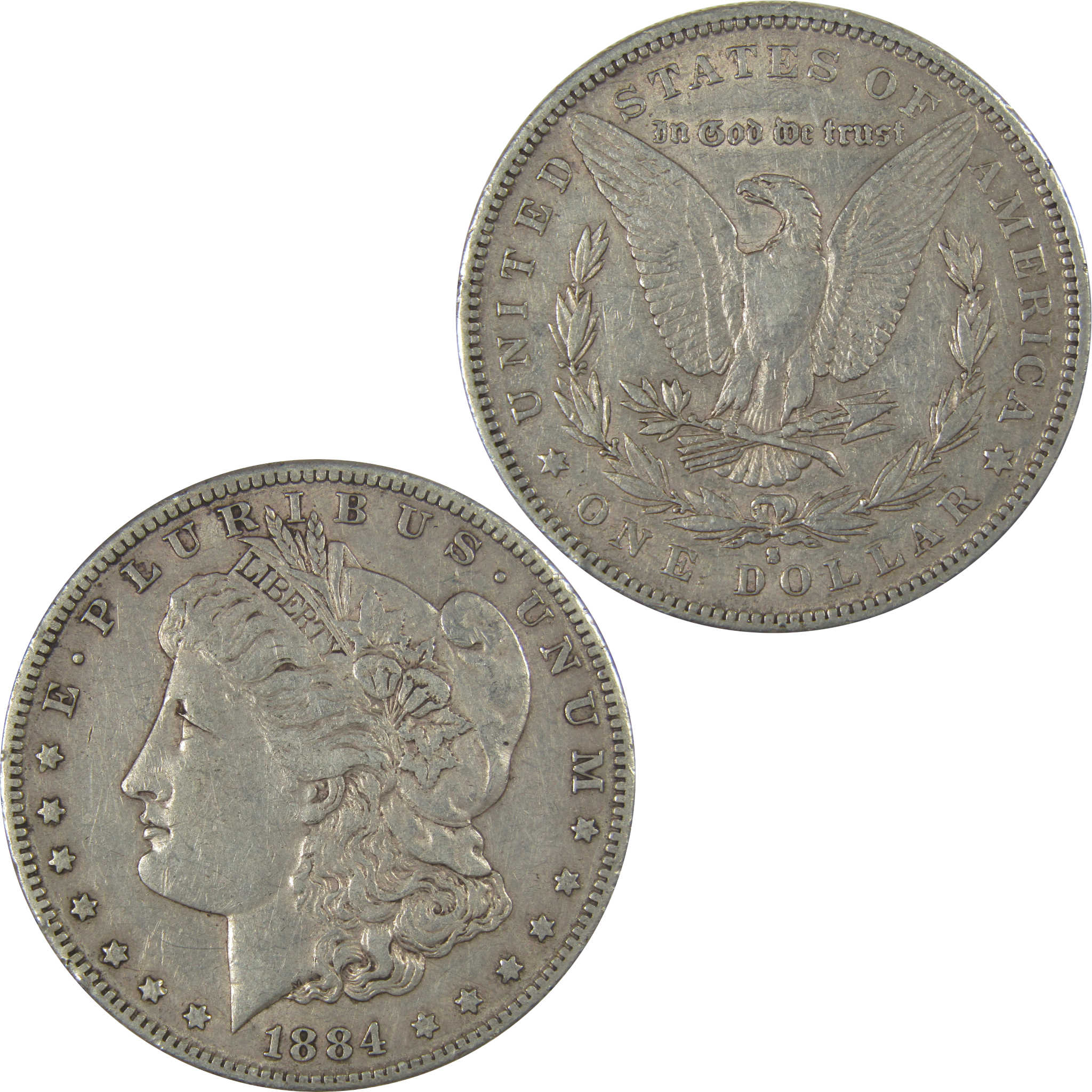 1884 S Morgan Dollar XF EF Extremely Fine Silver $1 Coin SKU:CPC1061 - Morgan coin - Morgan silver dollar - Morgan silver dollar for sale - Profile Coins & Collectibles