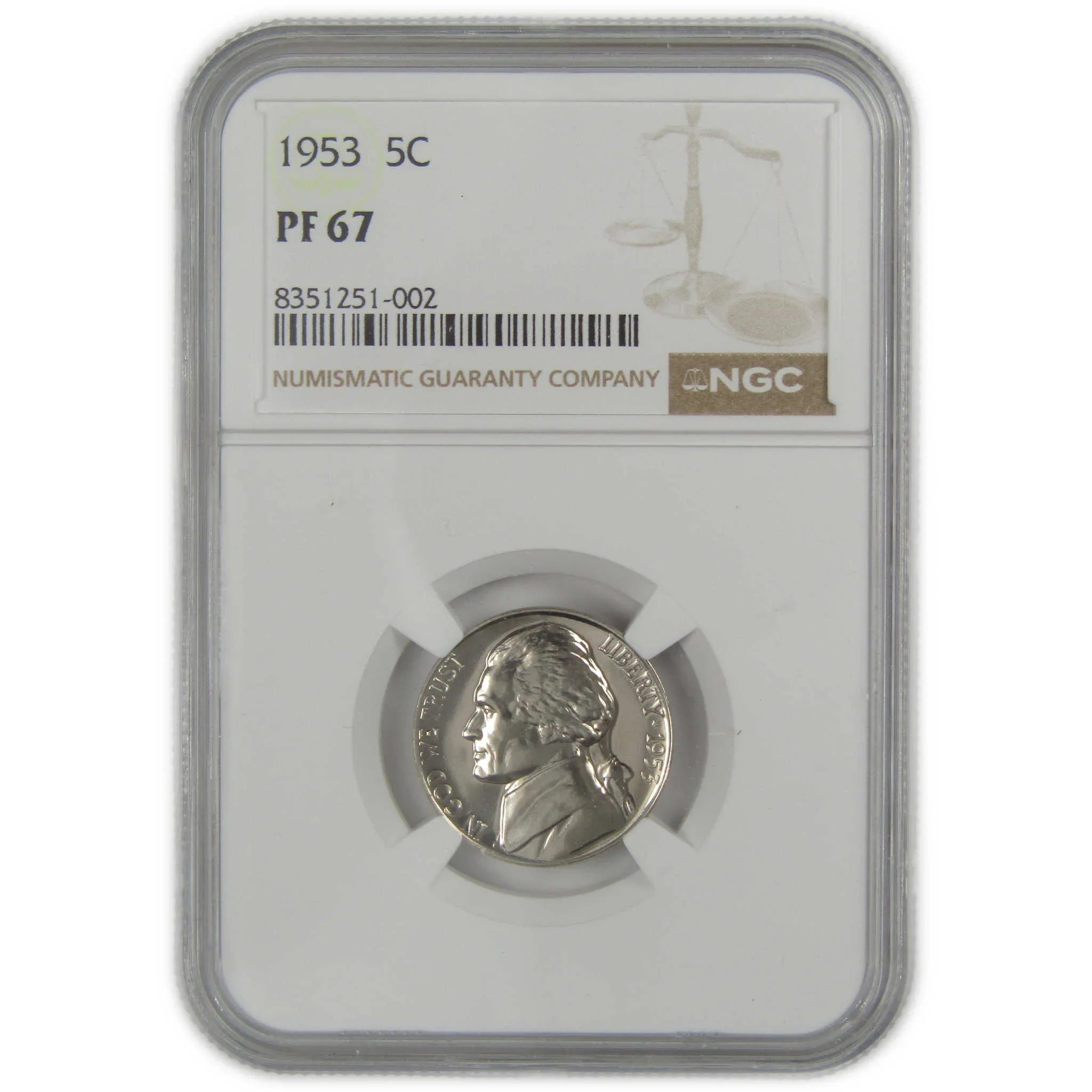 1953 Jefferson Nickel PF 67 NGC Proof 5c Coin SKU:I20628