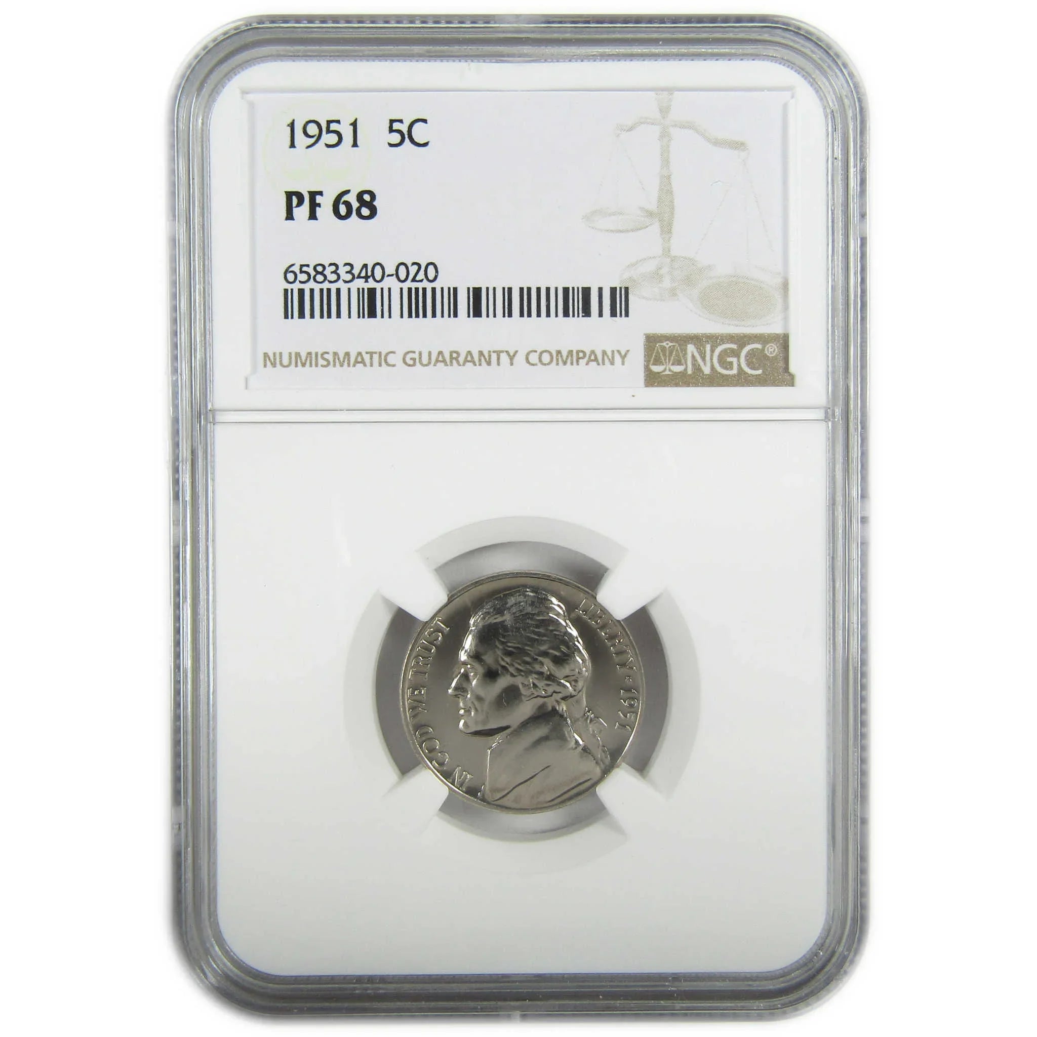 1951 Jefferson Nickel PF 68 NGC Proof 5c Coin Collectible SKU:I27342