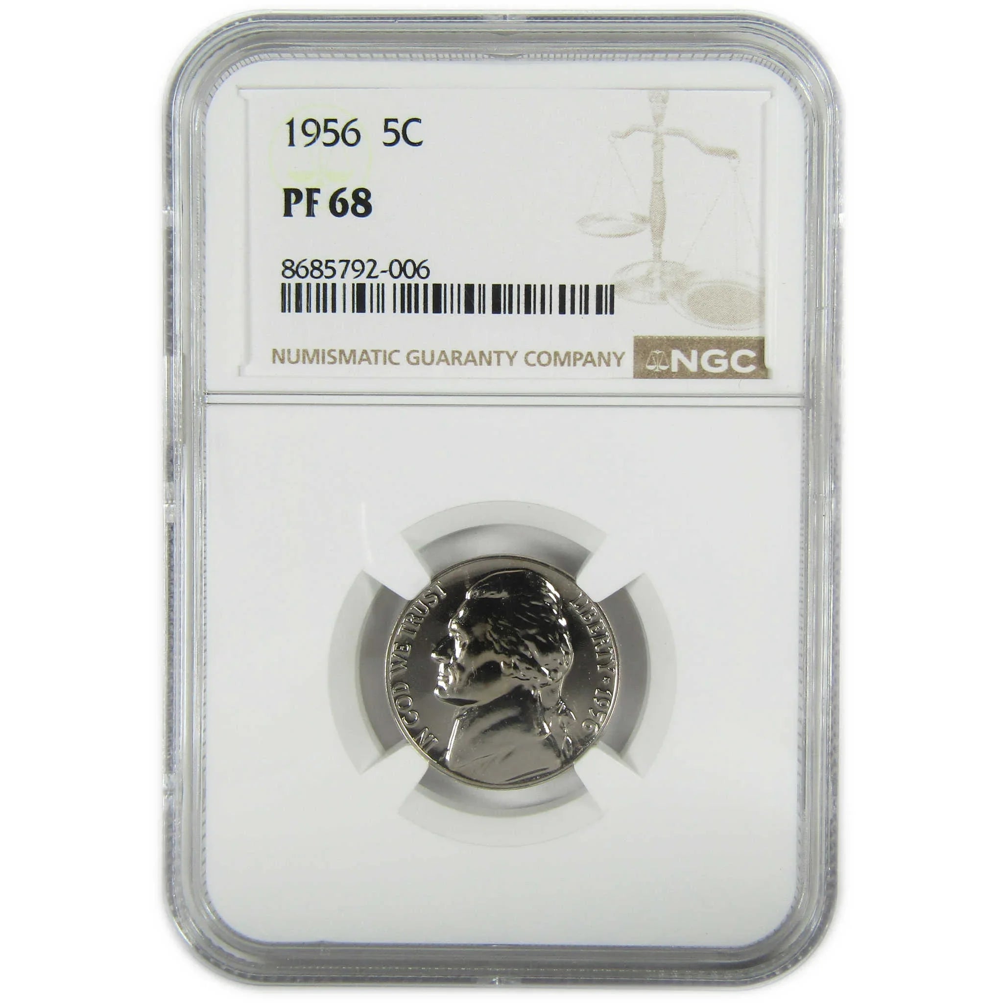 1956 Jefferson Nickel PF 68 NGC Proof 5c Coin Collectible SKU:I27380