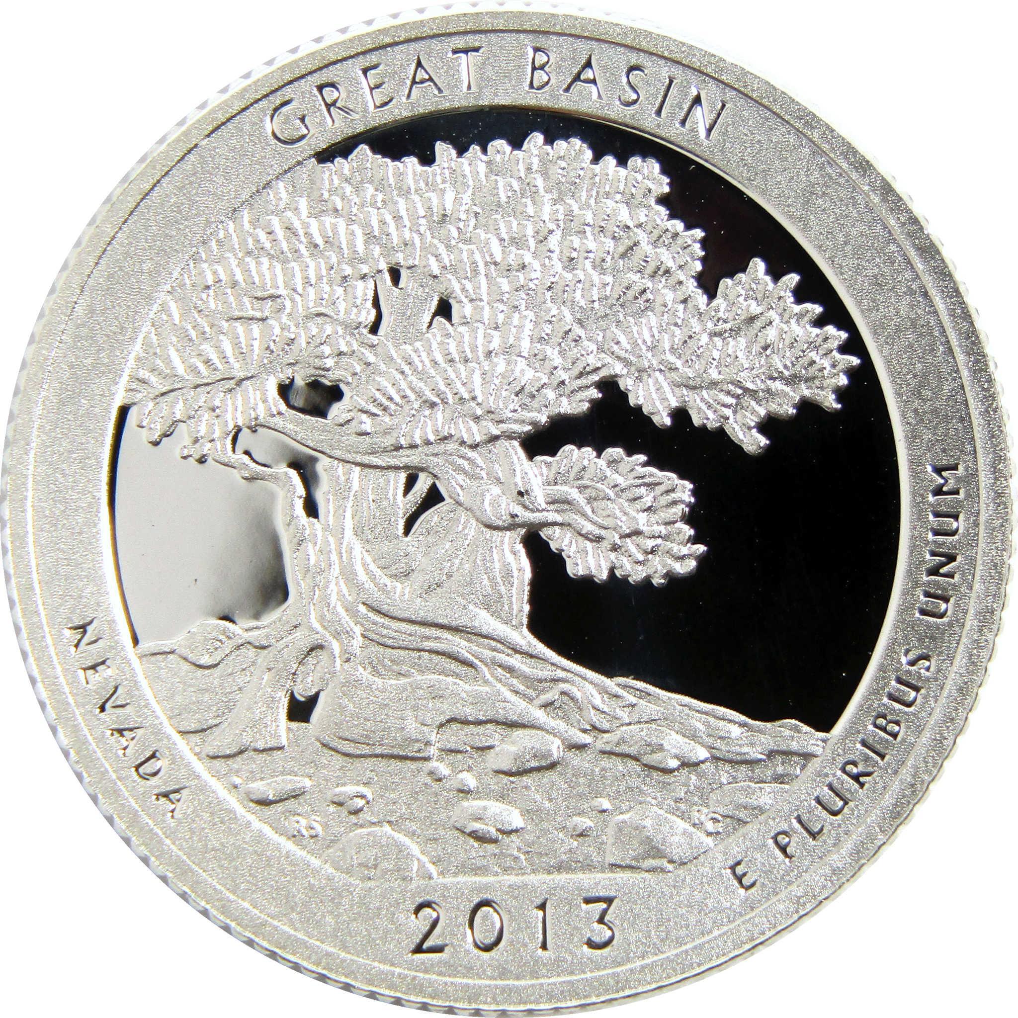 2013 Great Basin Nevada commemorative coin featuring a detailed tree design