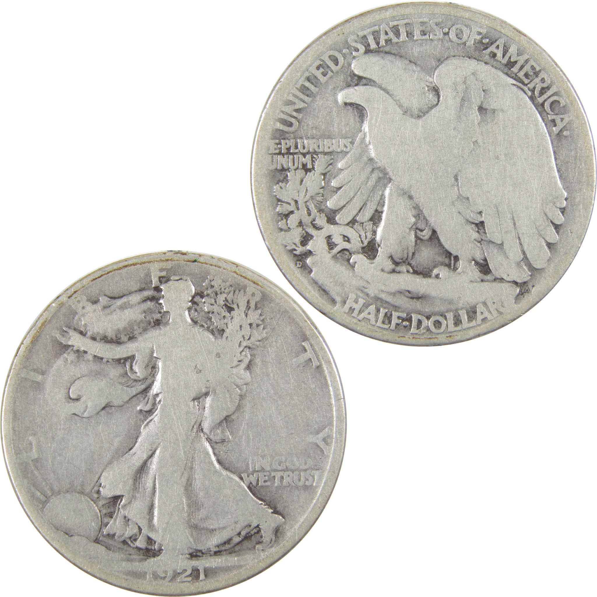 1921 D Liberty Walking Half Dollar VG Details Silver 50c SKU:I16661