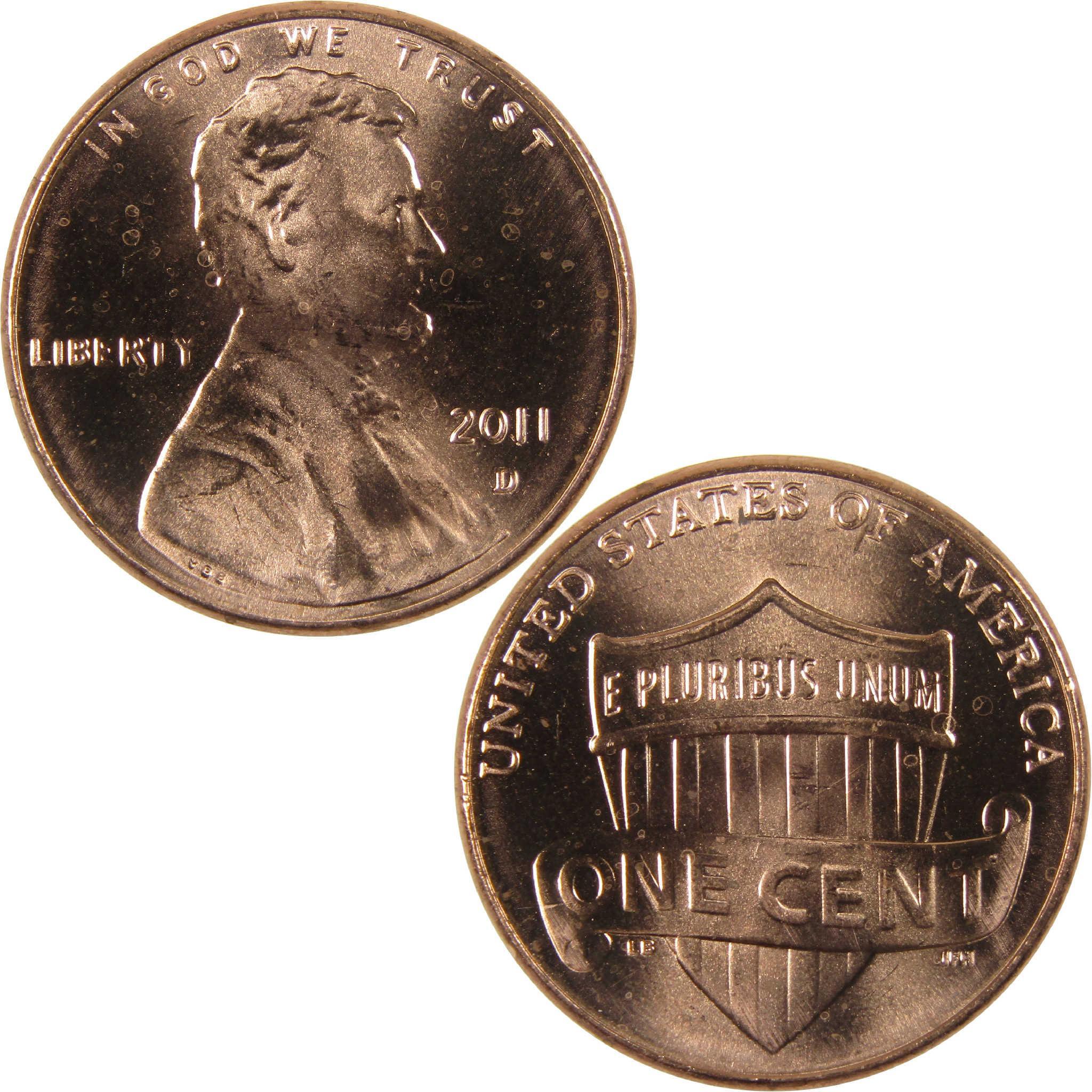 2011 D Lincoln Shield Cent Uncirculated Mint State Penny 1c Coin