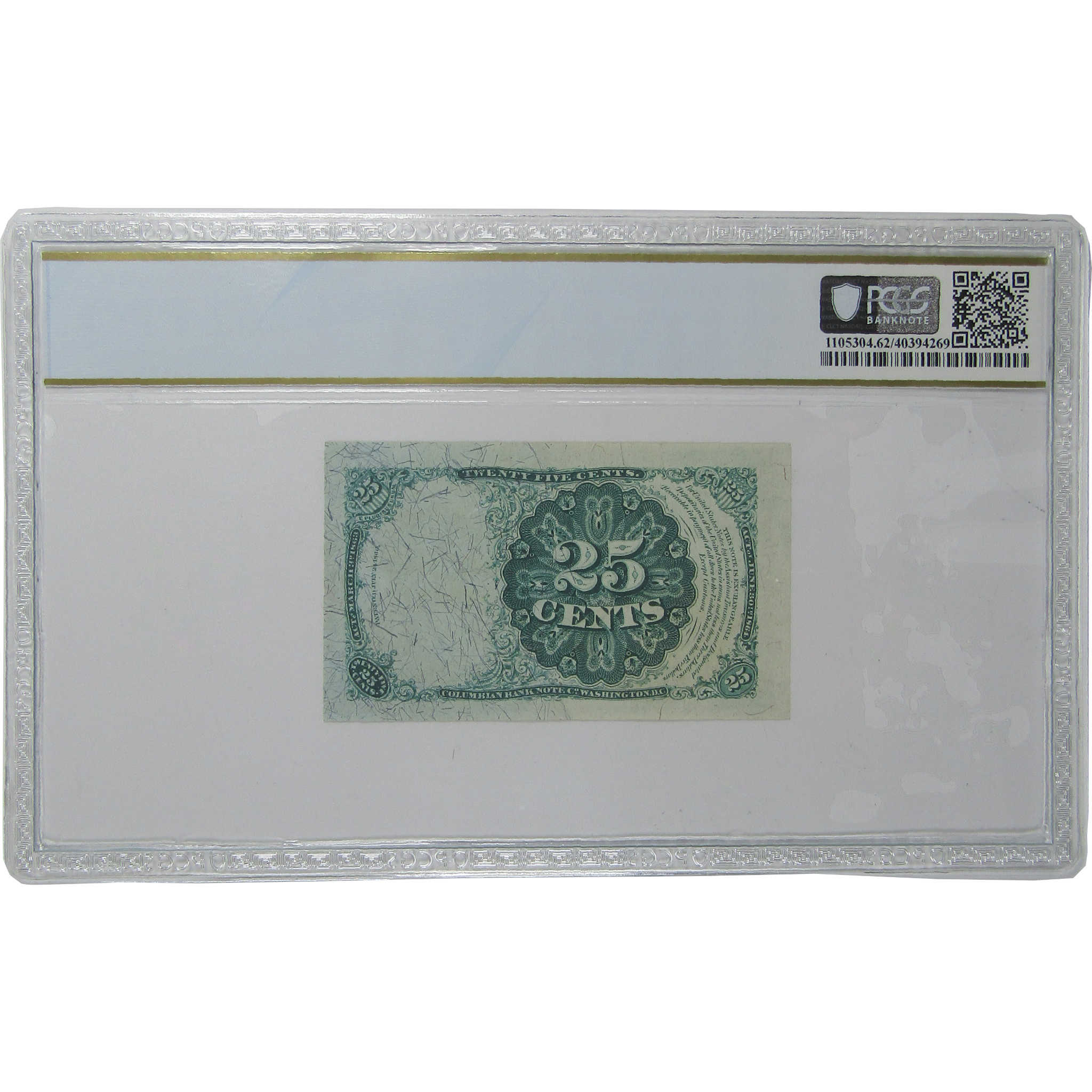 25c Fractional Note Fifth Issue Fr 1309 Uncirculated 62 PPQ PCGS
