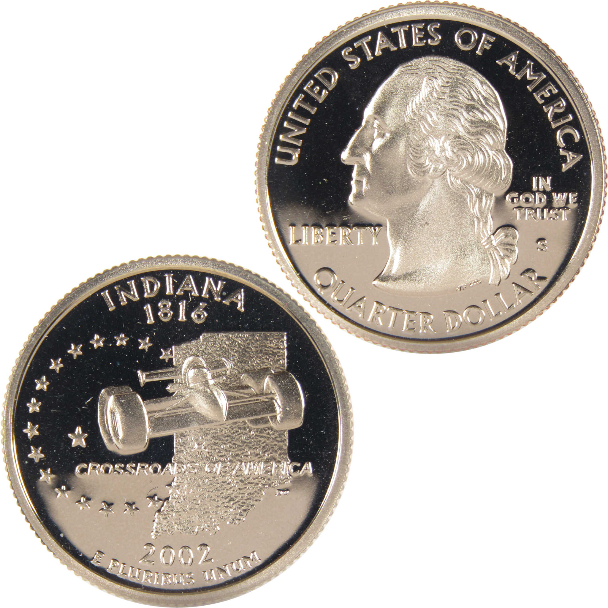 2002 S Indiana State Quarter Clad 25c Proof Coin