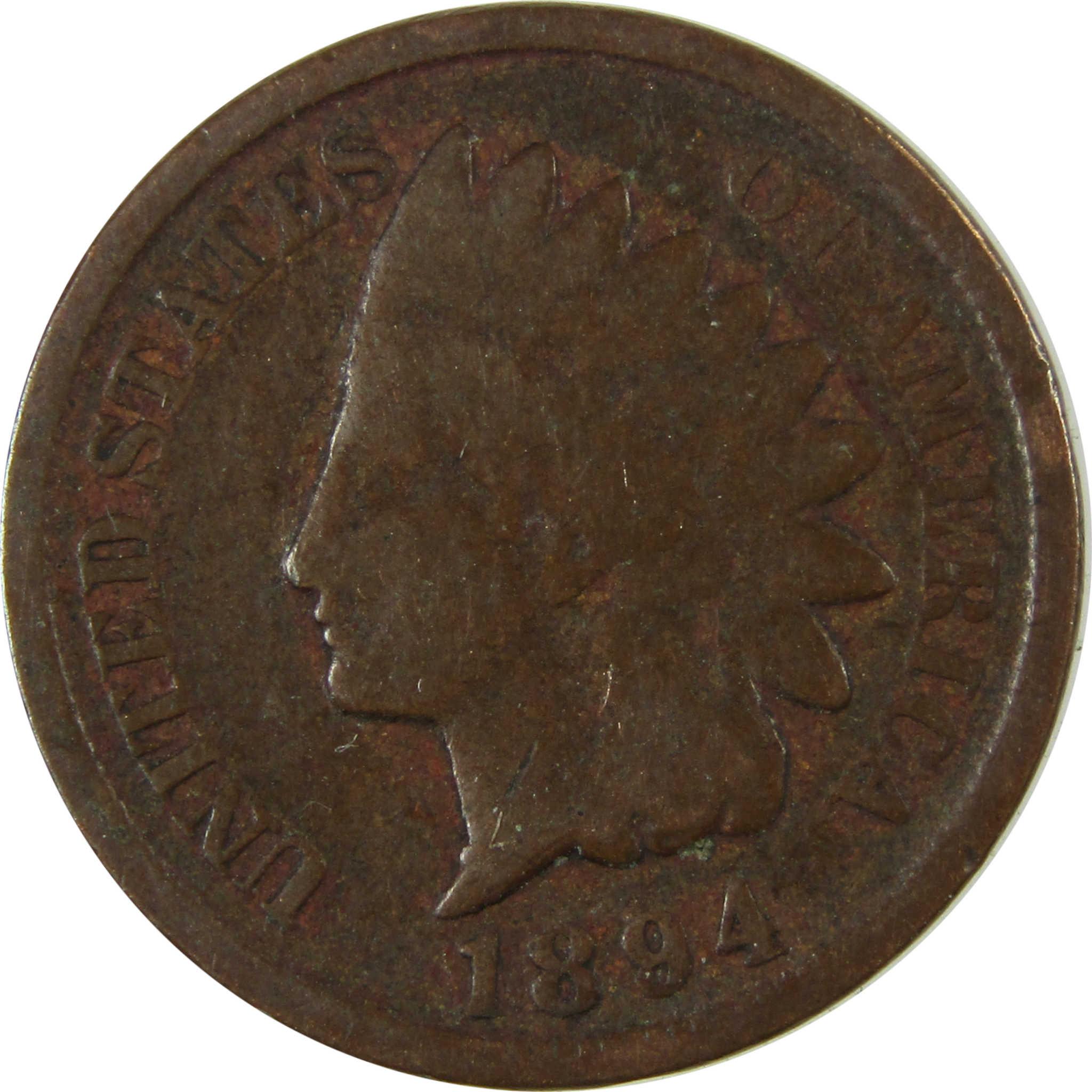 1894 Indian Head Cent G Good Details Penny 1c Coin SKU:I26545