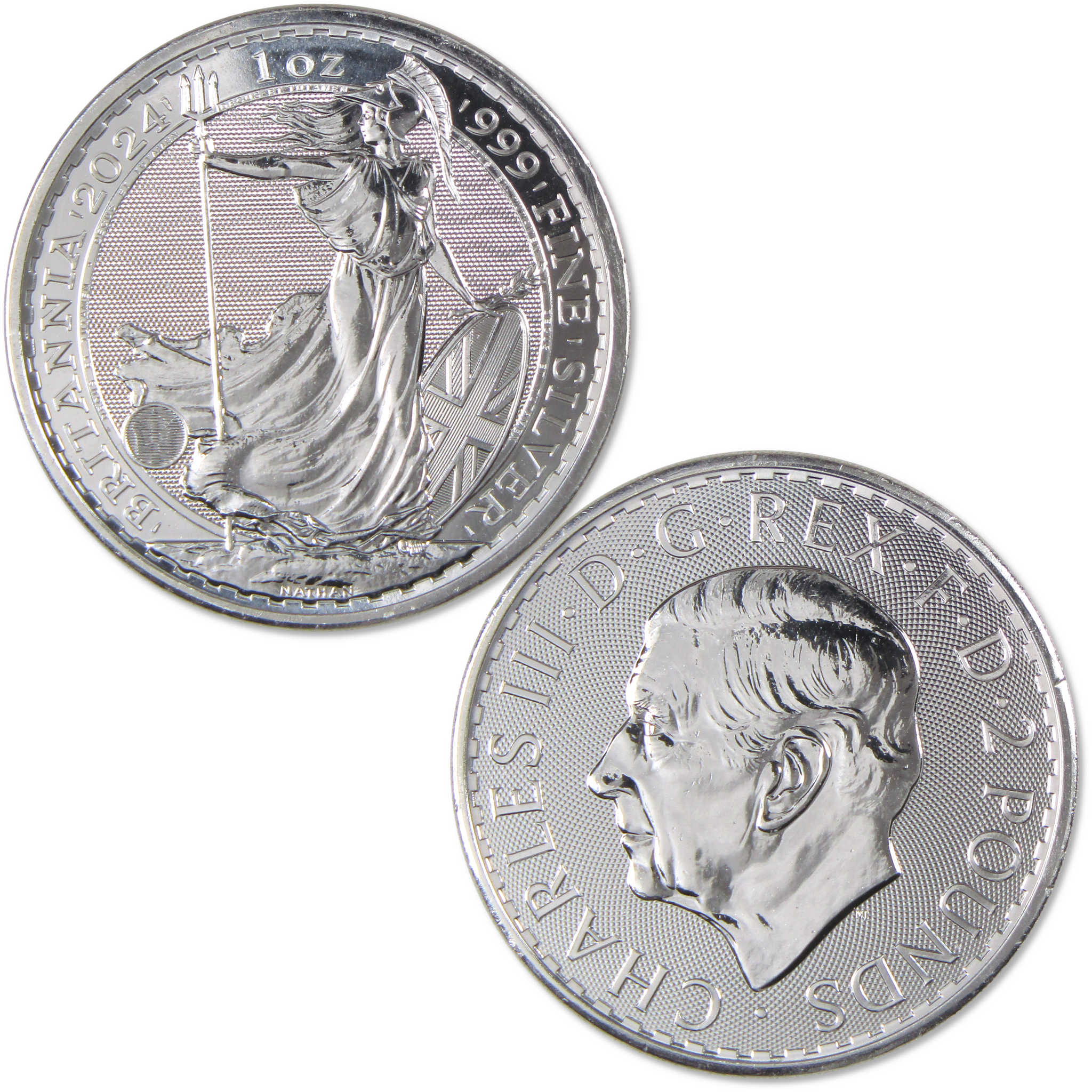 2024 UK Britannia BU Brilliant Uncirculated 1 oz .999 Silver £2 Coin