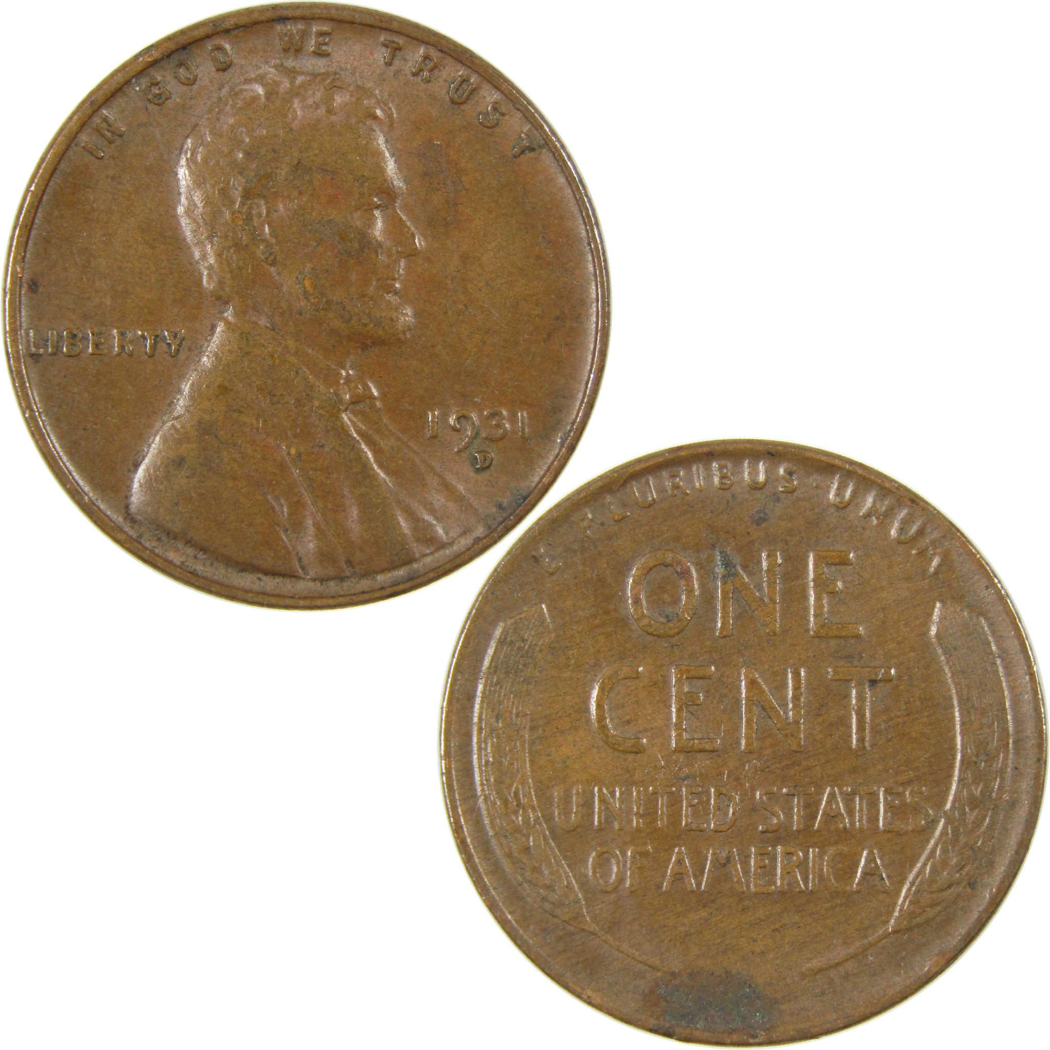 1931 D Lincoln Wheat Cent XF EF Extremely Fine Penny SKU:I27305