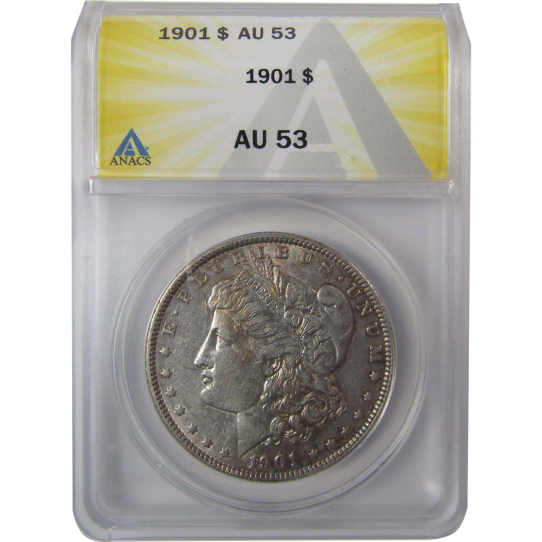 1901 Morgan Silver Dollar AU 53 ANACS $1 Coin SKU:I25001 - Morgan coin - Morgan silver dollar - Morgan silver dollar for sale - Profile Coins & Collectibles