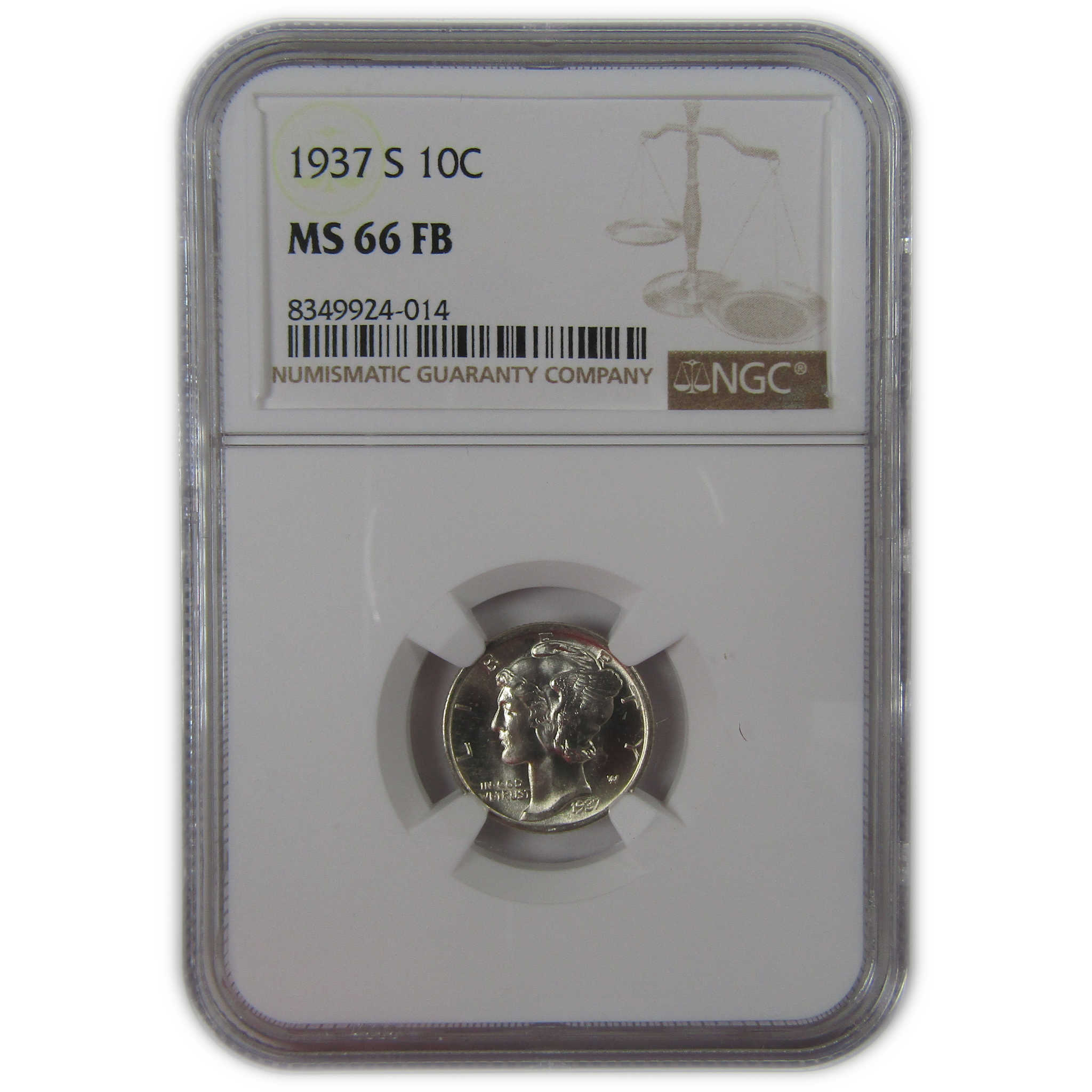 1937 S Mercury Dime MS 66 FB NGC Silver Uncirculated SKU:I23201