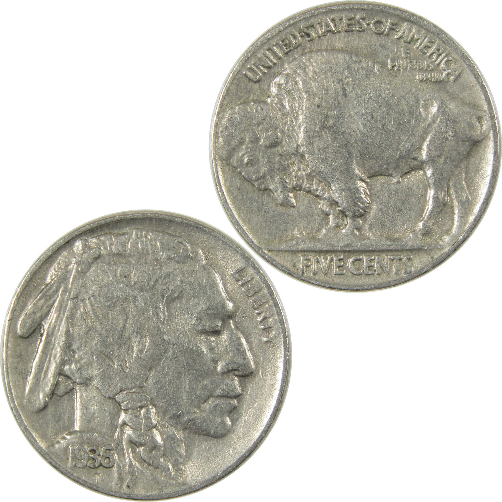 1936 Indian Head Buffalo Nickel XF EF Extremely Fine 5c Coin