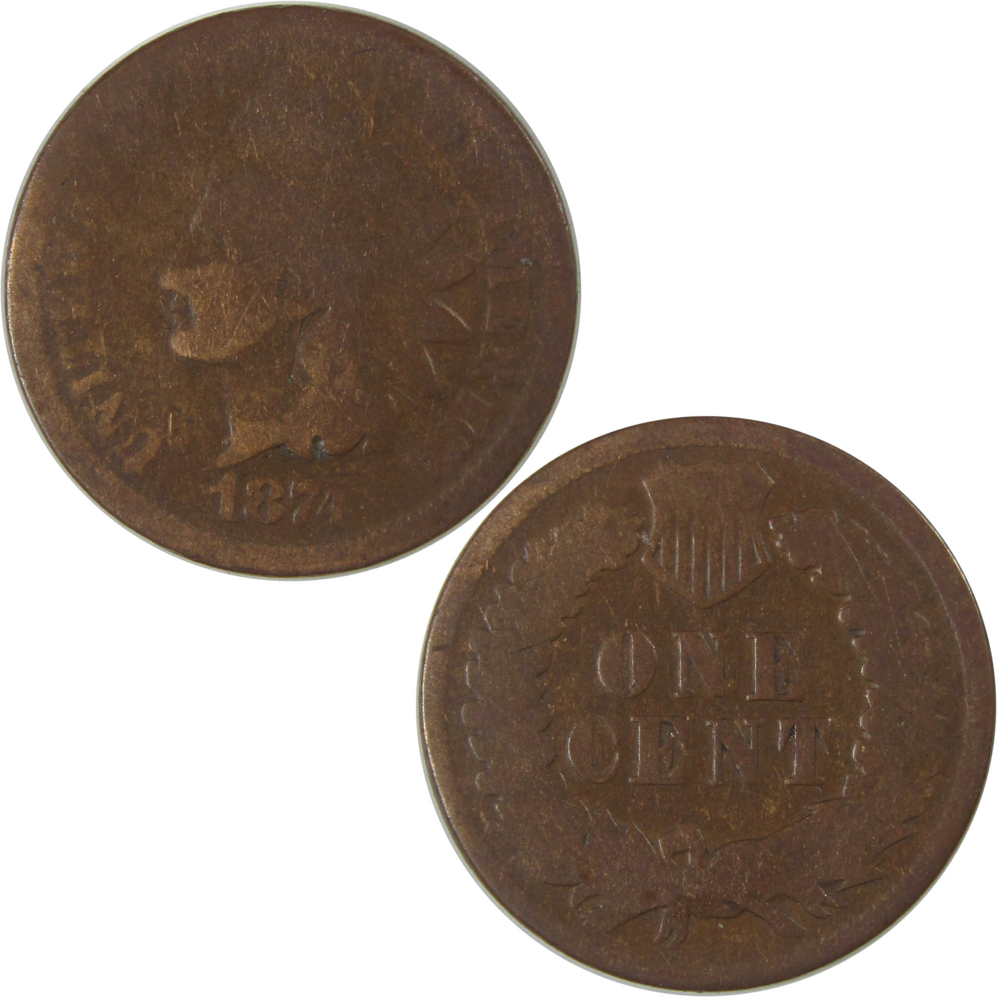 1874 Indian Head Cent G Good Penny 1c Coin SKU:CP19