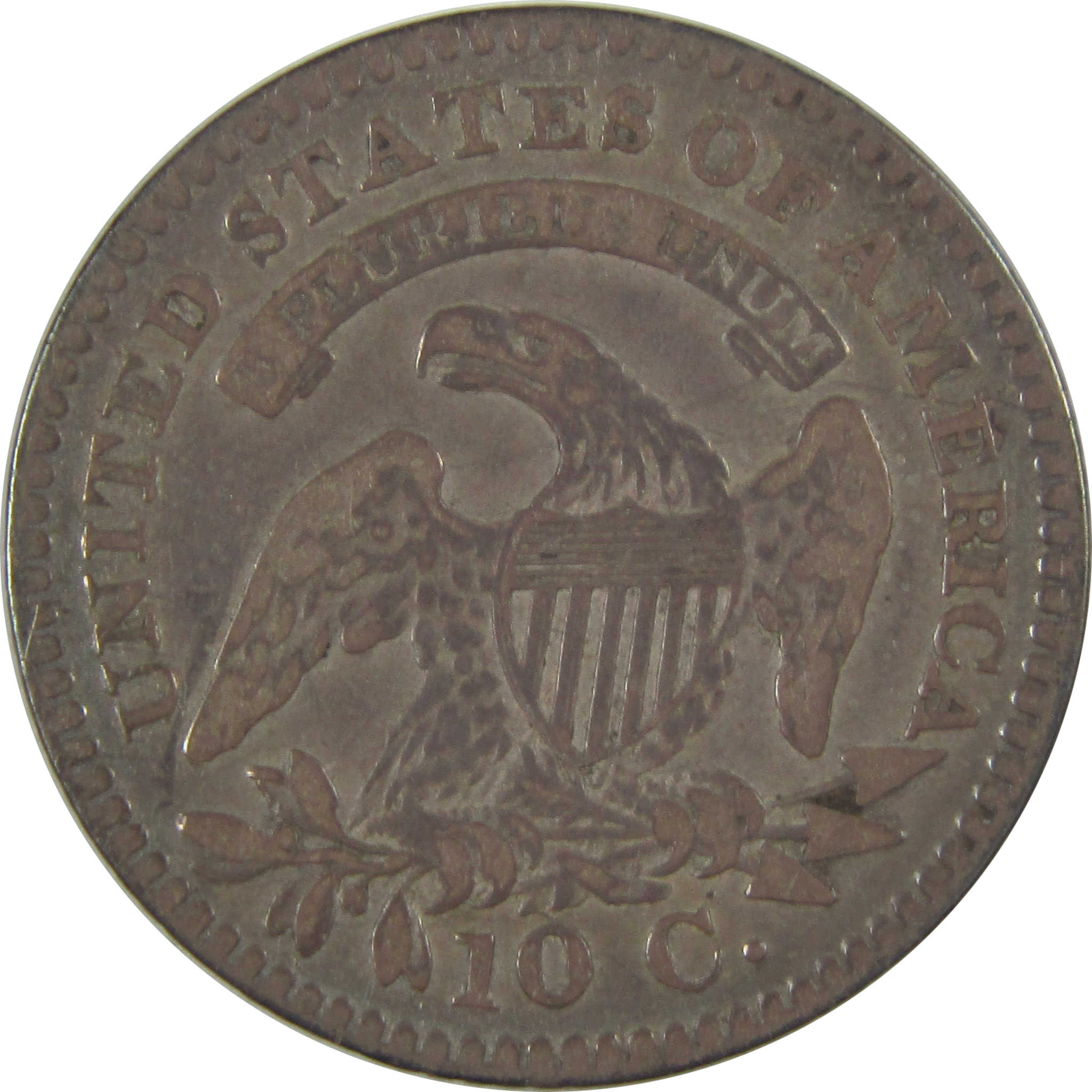 1821 Small Date Capped Bust Dime F Fine Silver 10c Coin SKU:CPC0942