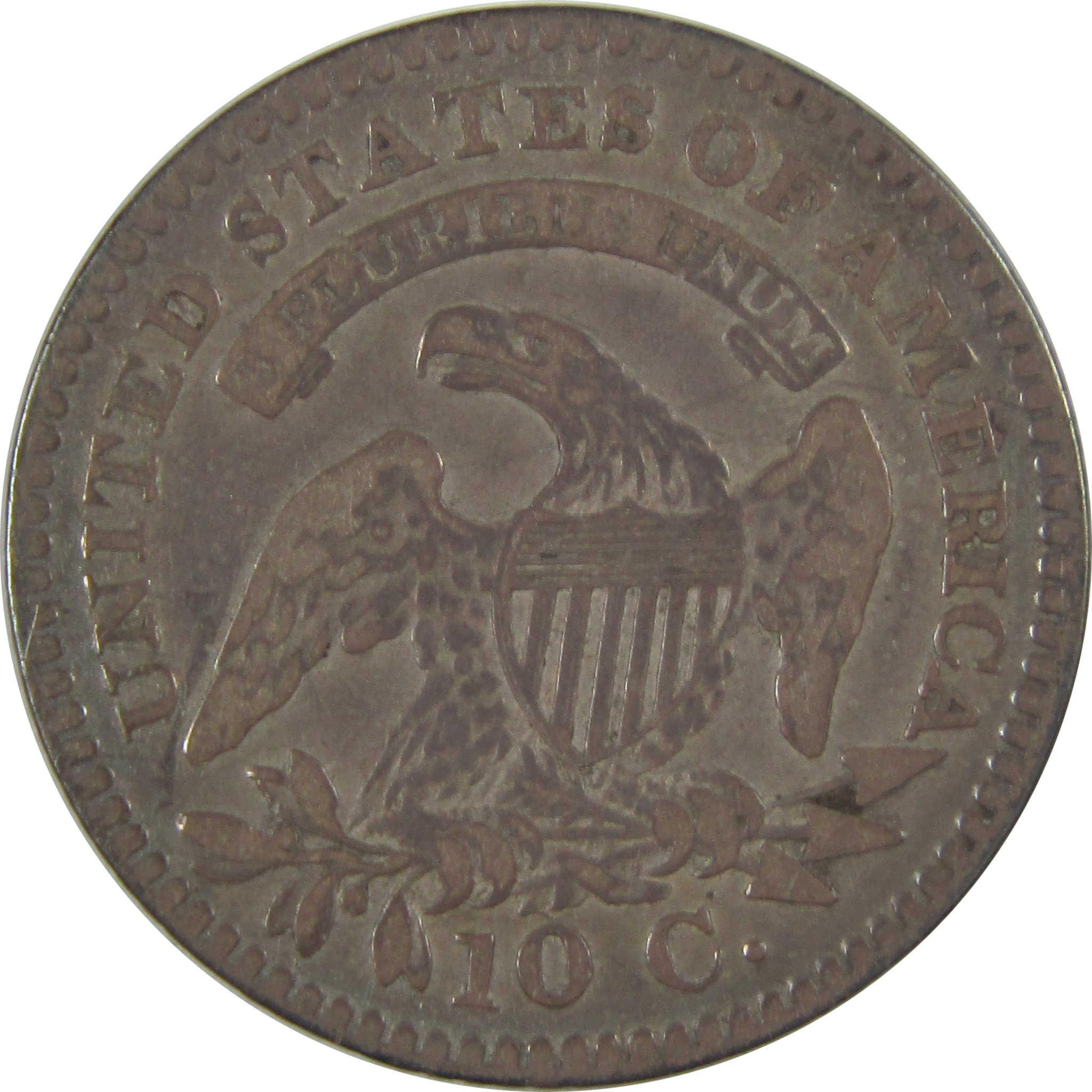 1821 Small Date Capped Bust Dime F Fine Silver 10c Coin SKU:CPC0942