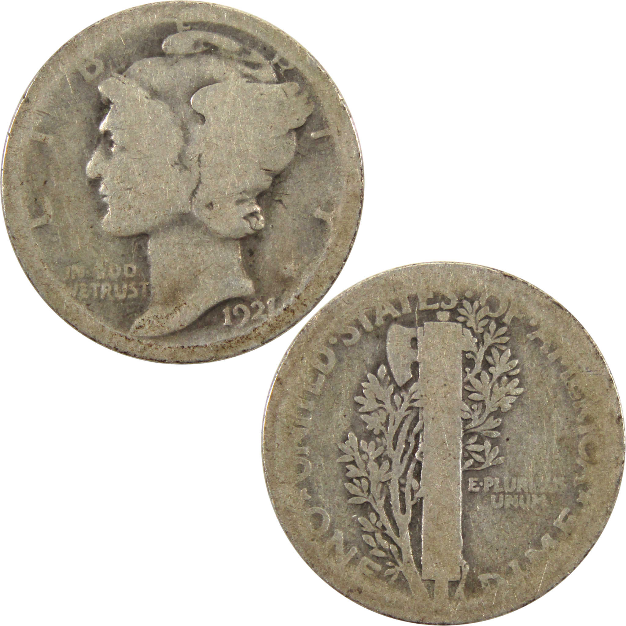 1921 Mercury Dime AG About Good 90% Silver 10c Coin SKU:I11116