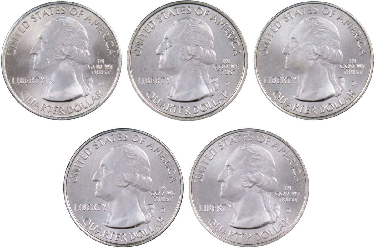 2016 D Quarter 5 Coin Set Clad Uncirculated Mint State 25c Collectible