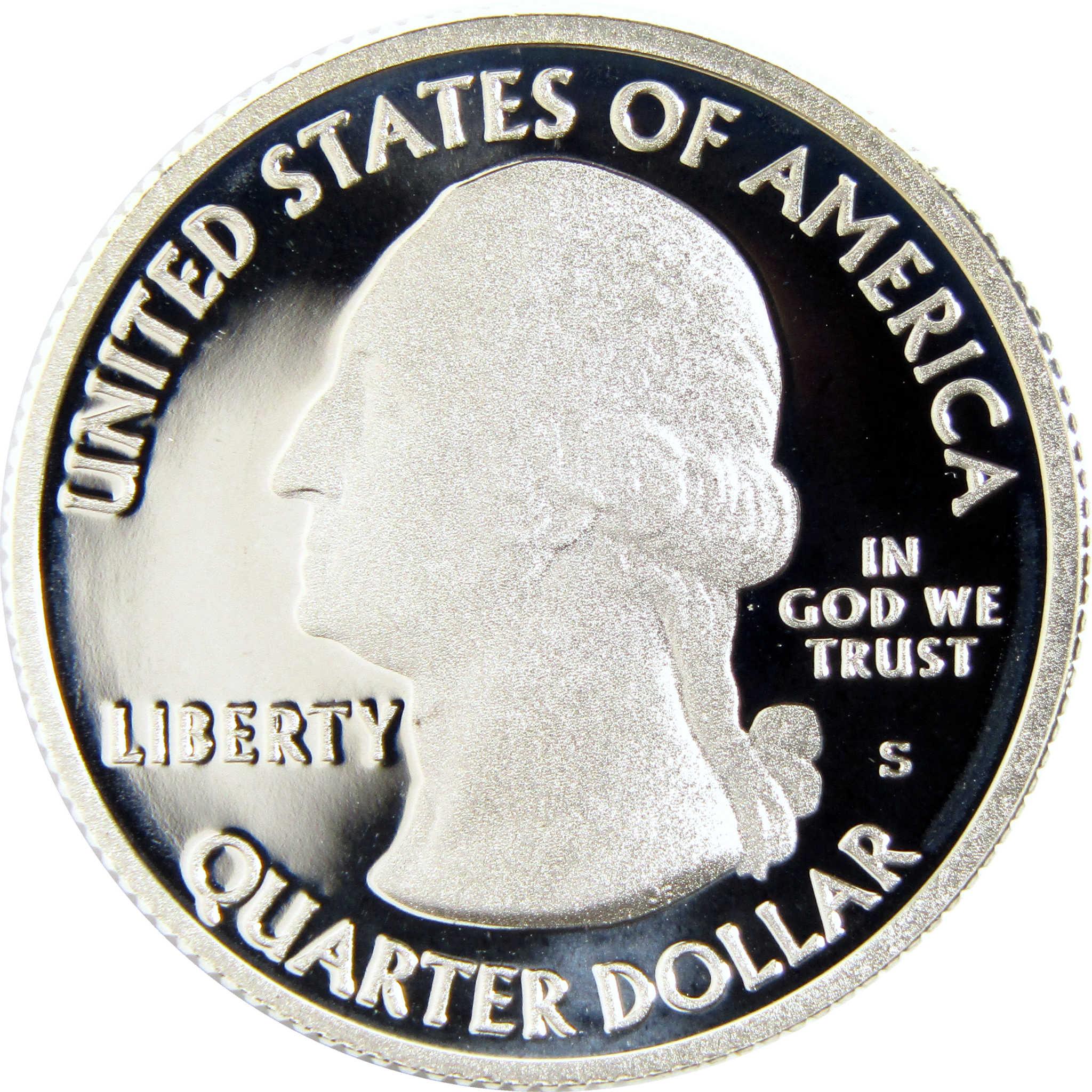 Proof Washington quarter dollar coin with S mintmark, United States collectible currency